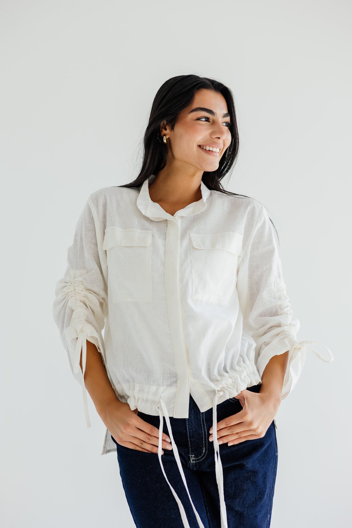 Pretty Fringes Linen Shirt - White