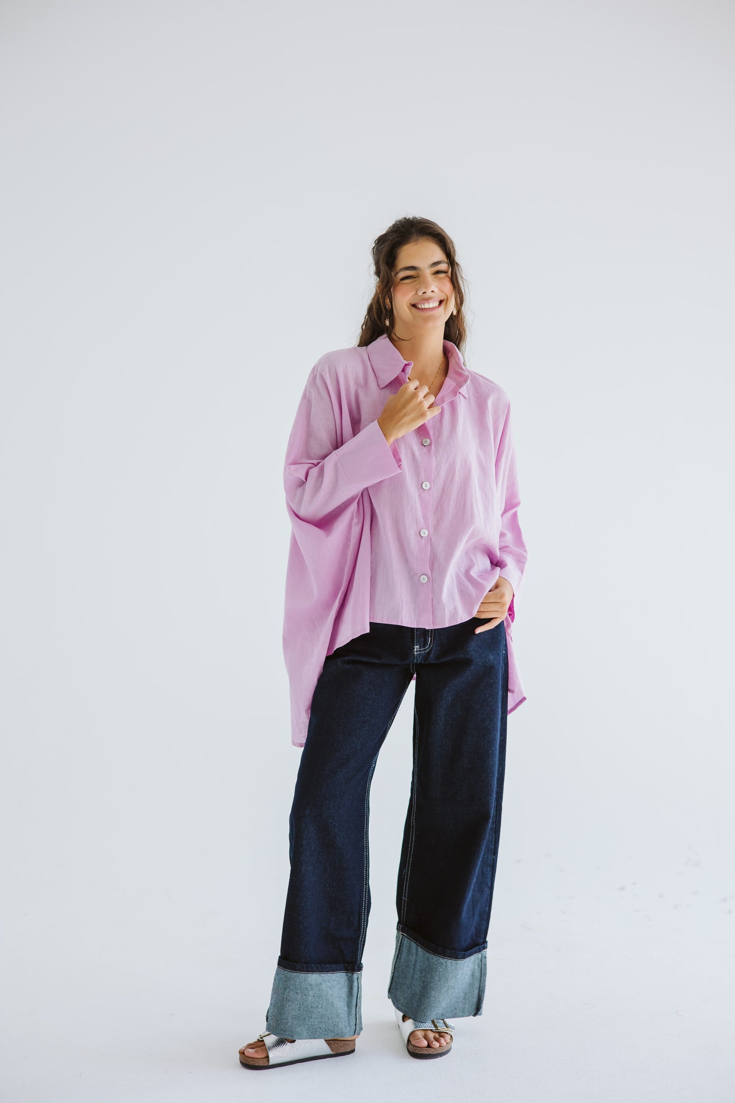 City Diaries Linen Cape in Lilac