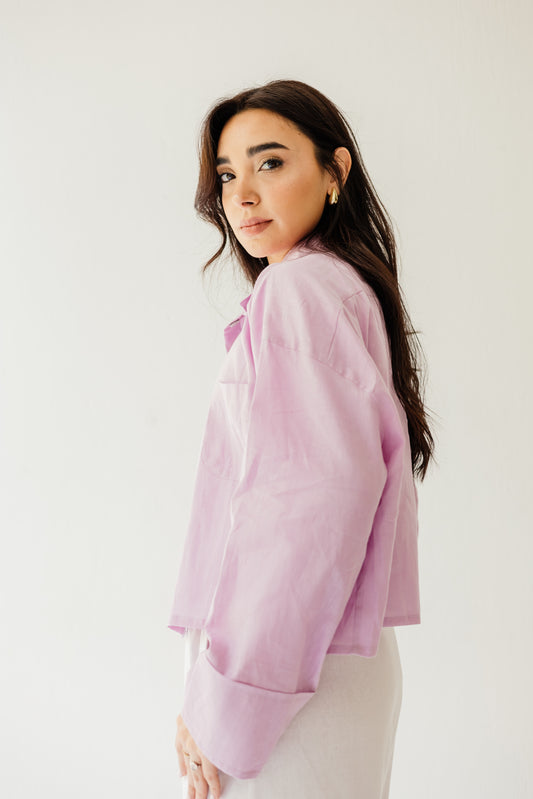 Cropped Linen Shirt in Lilac