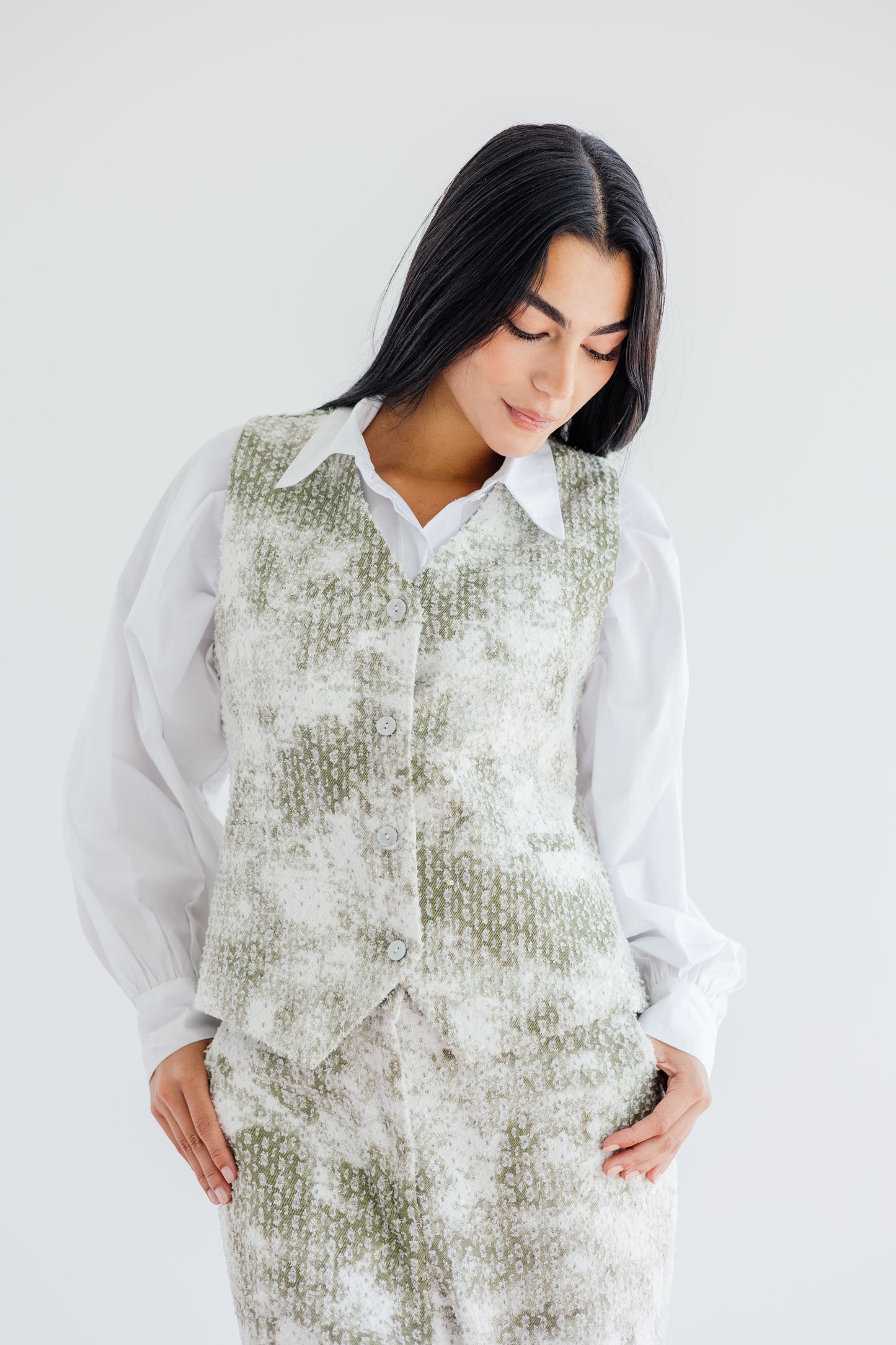 Rising Star Denim Vest in Olive
