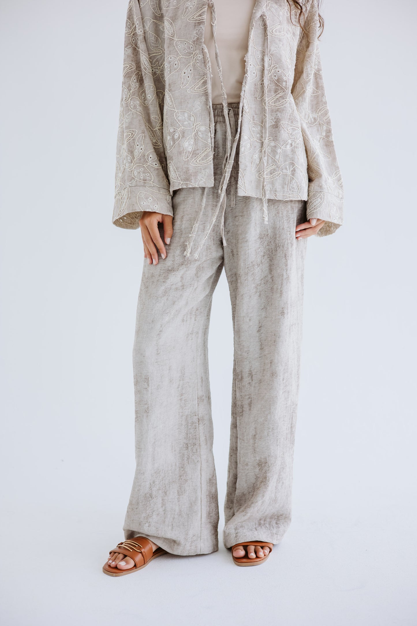 Salty Summer Linen Pants - Cafe