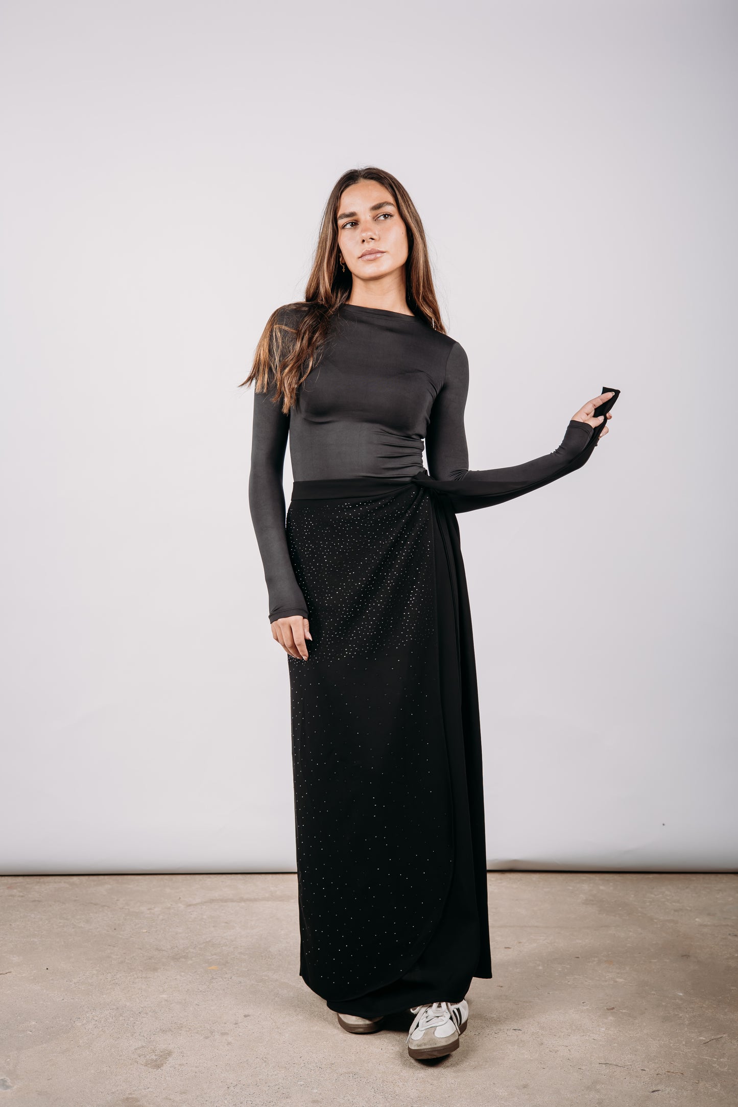 Stardust Wrap Skirt in Black