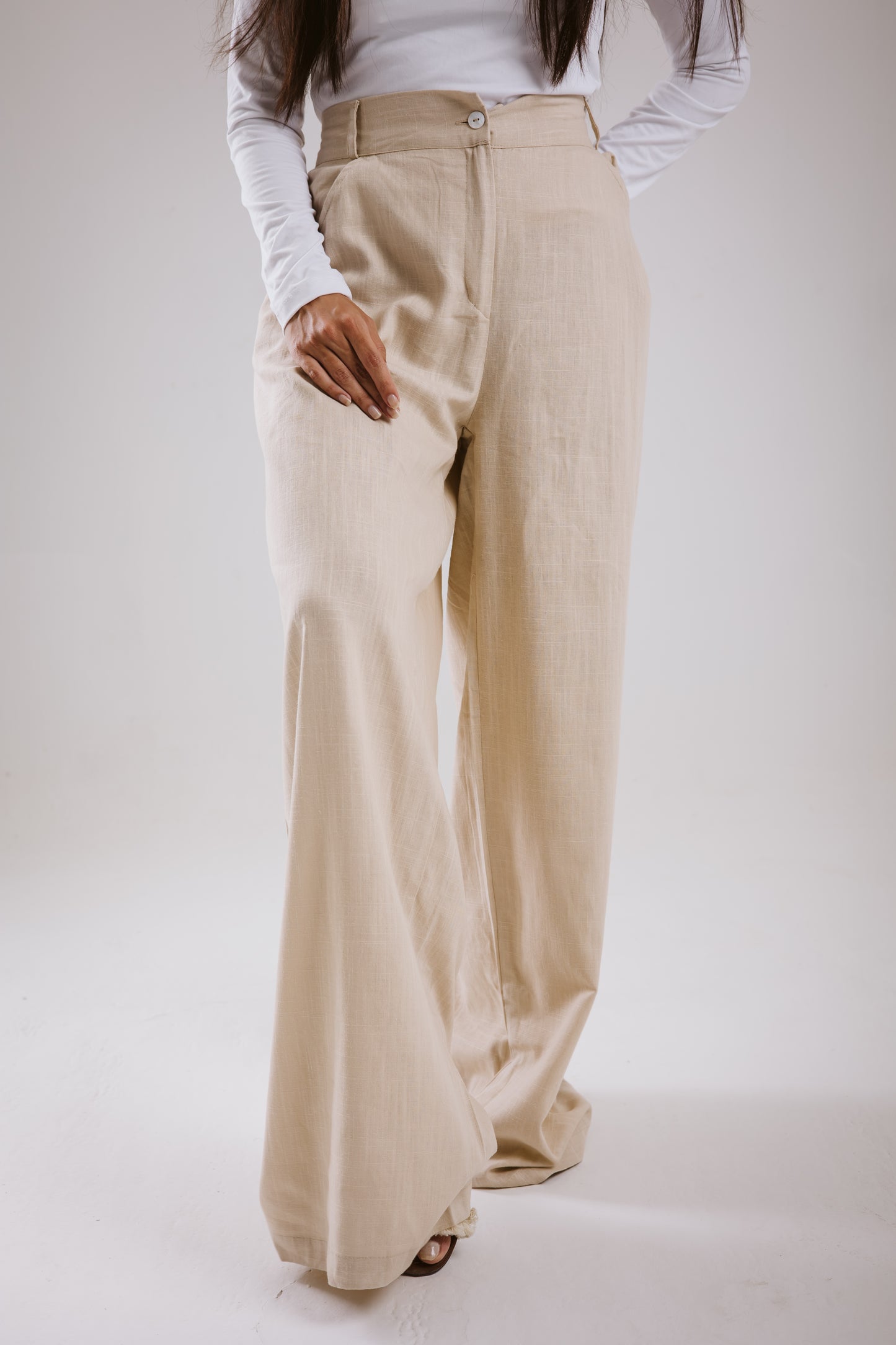 Linen Pants in Beige