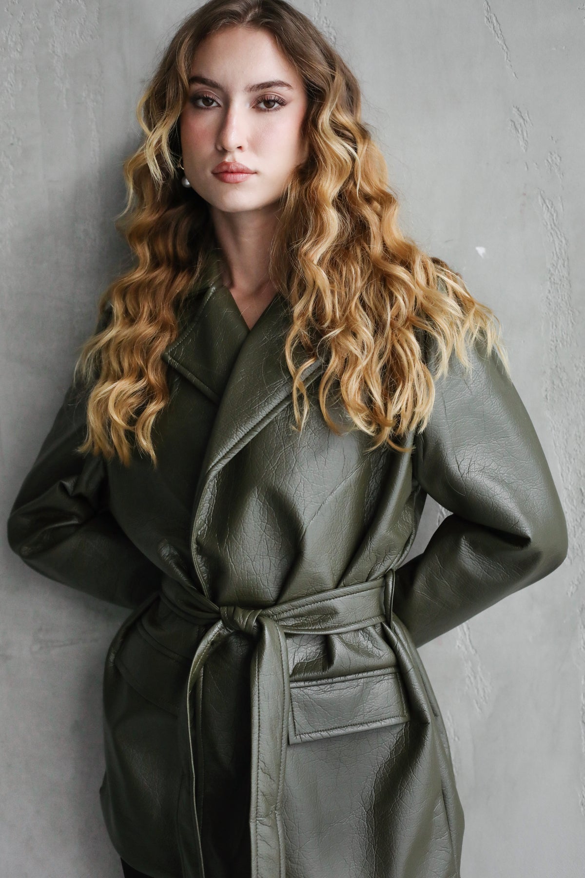 Going Places Leather Blazer (Long Version) - Olive