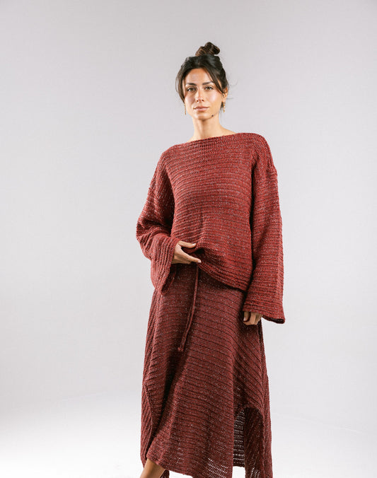 Shore Nights Crochet Skirt - Burgundy