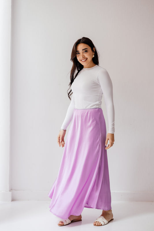 Satin Skirt in Lilac