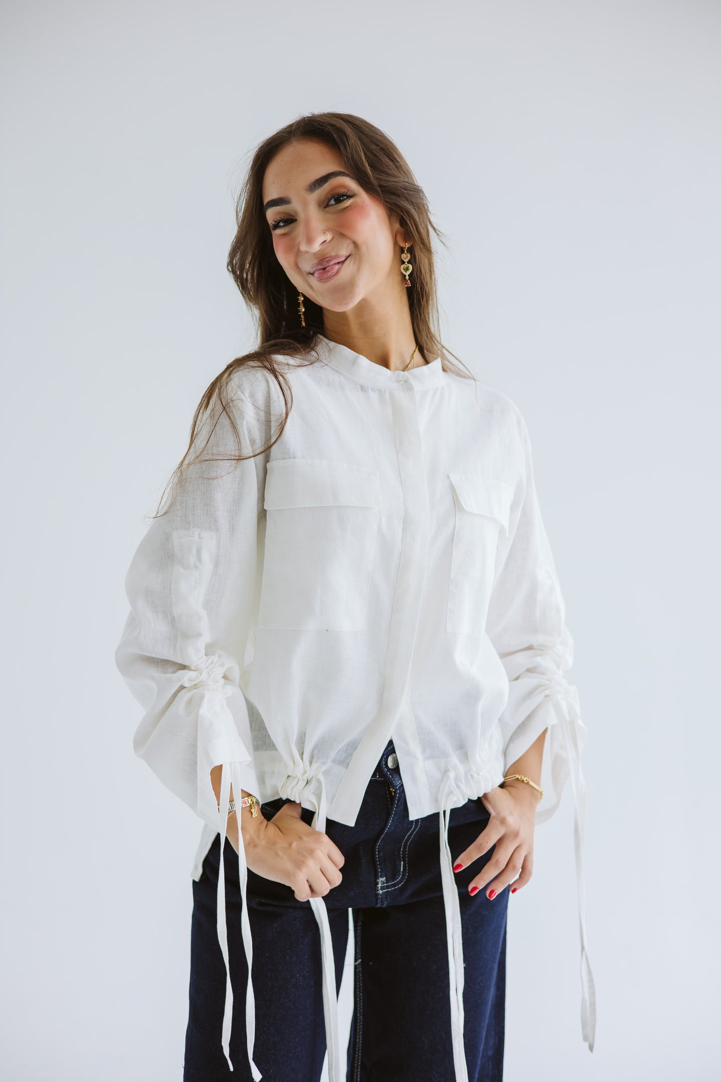 Pretty Fringes Linen Shirt - White