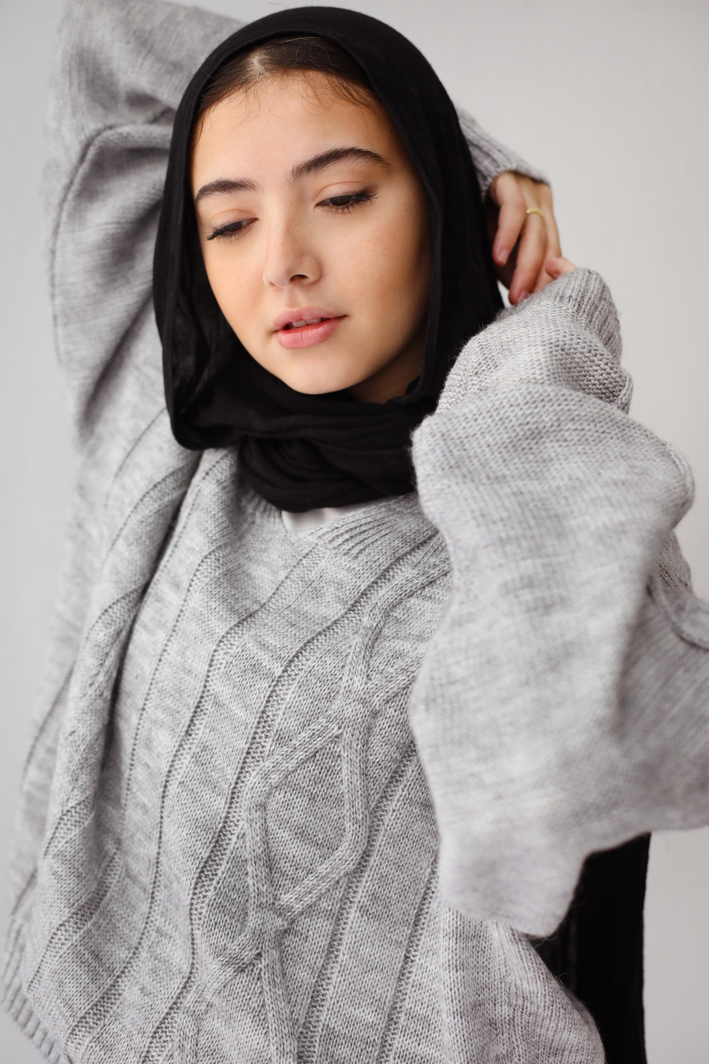 Heartwarming Cable Sweater in Grey