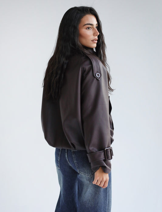 Instant Attraction Leather Jacket - Brown