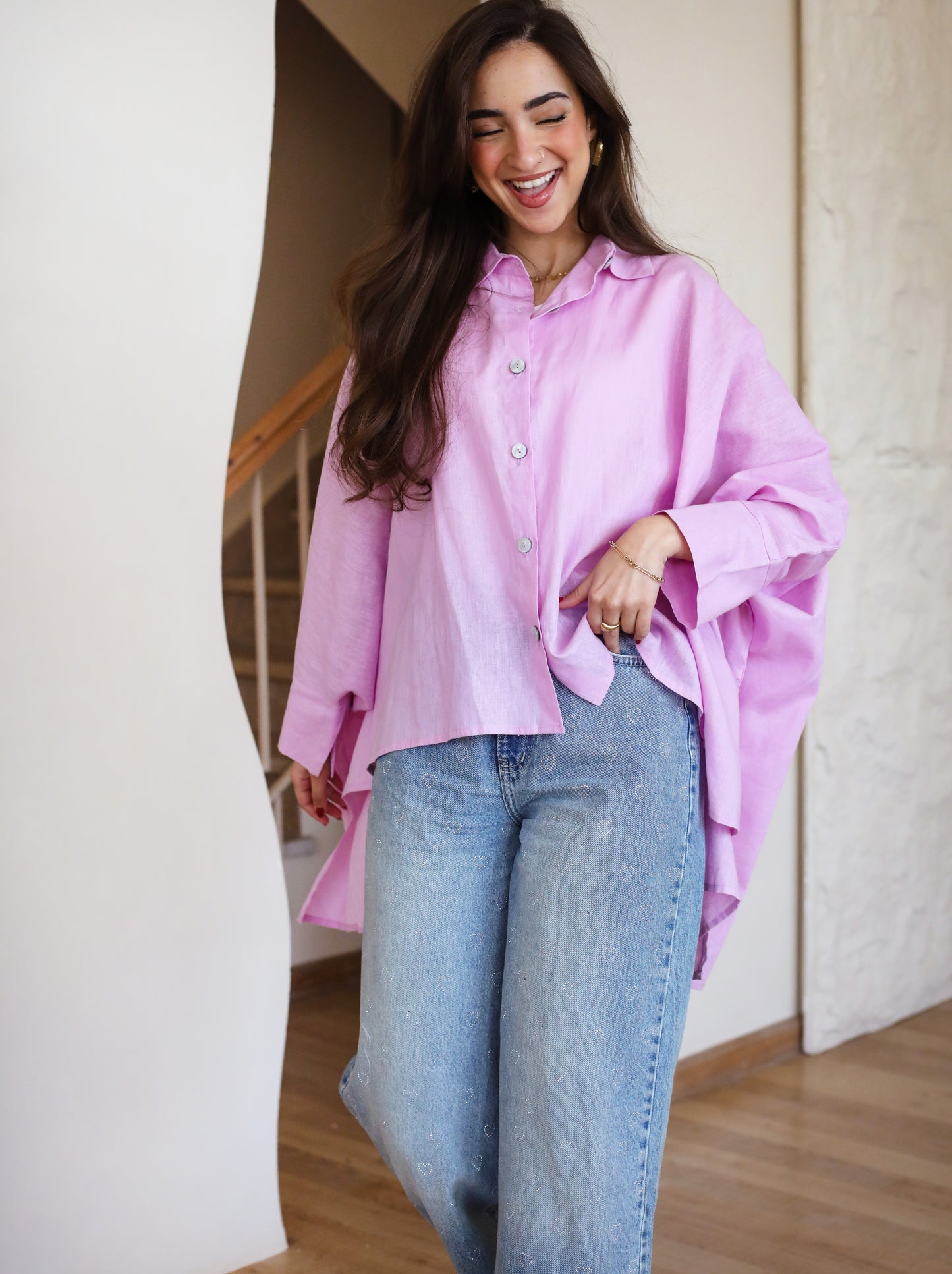 City Diaries Linen Cape in Lilac