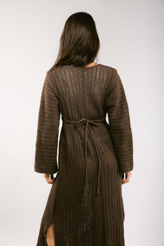 Sun Rays Crochet Dress - Brown