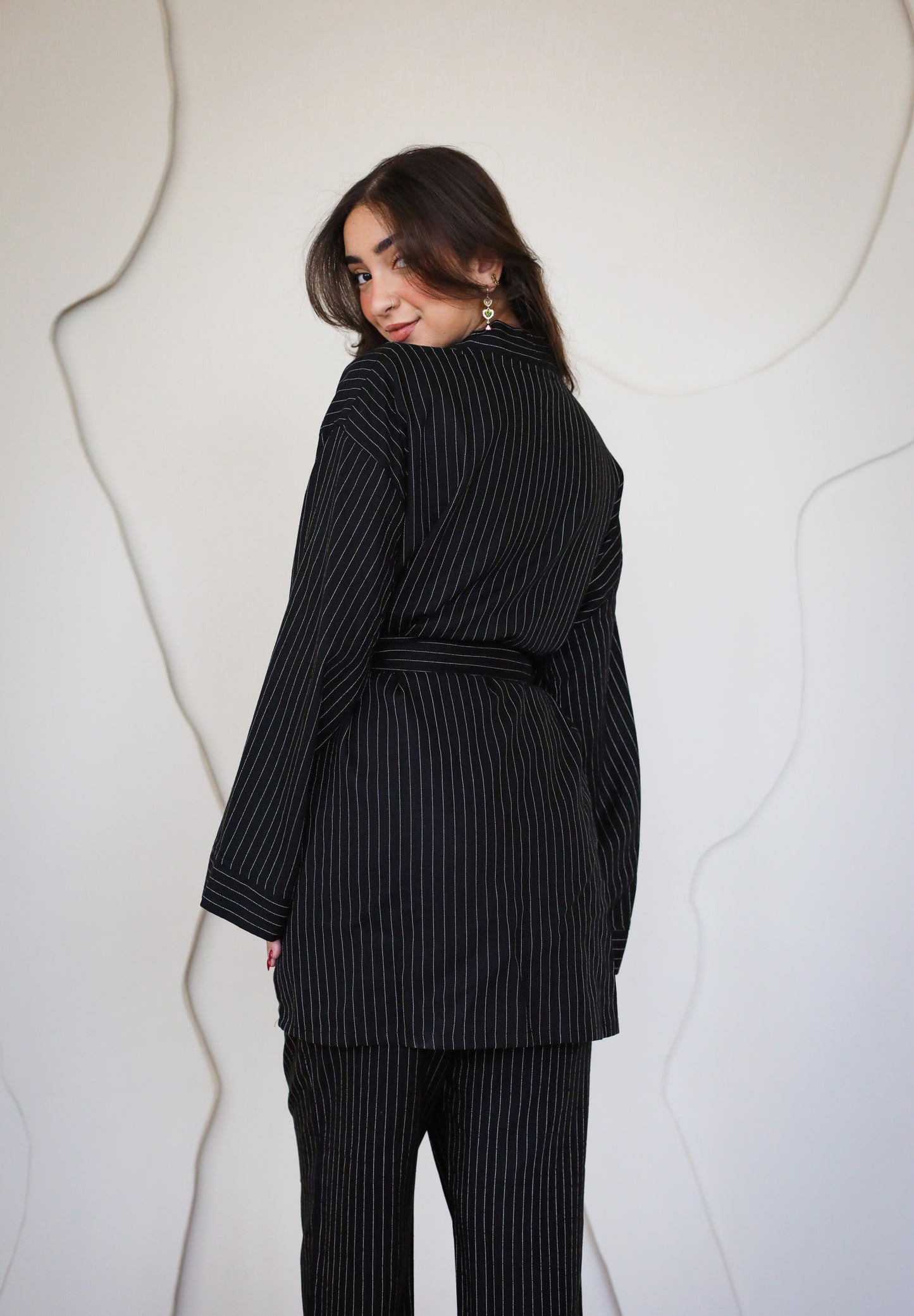 Striped Linen Set - Black