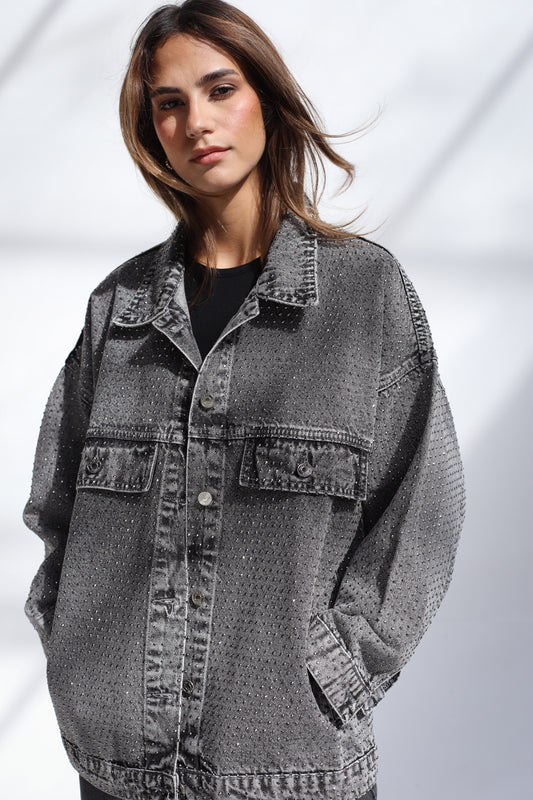 You’re A Gem Denim Jacket in Grey