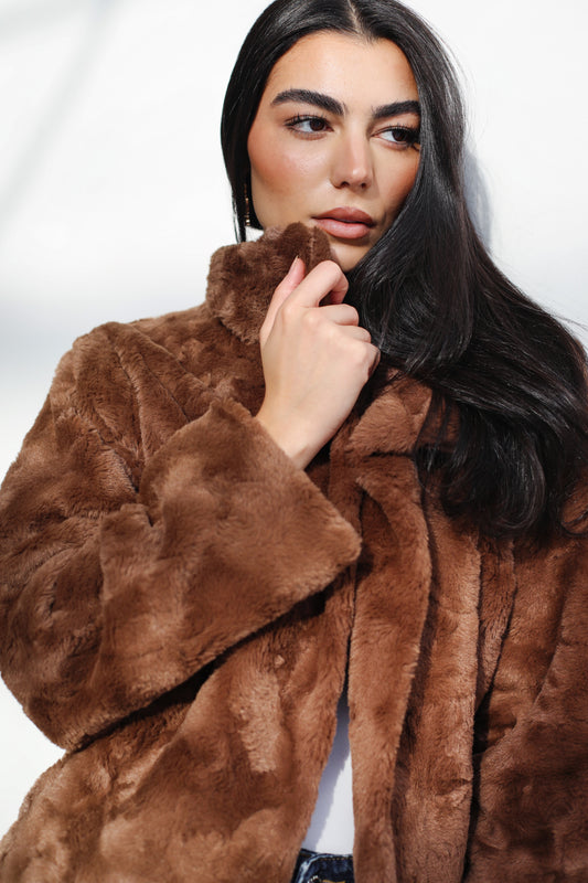 Stunner Faux Fur Jacket - Espresso Brown