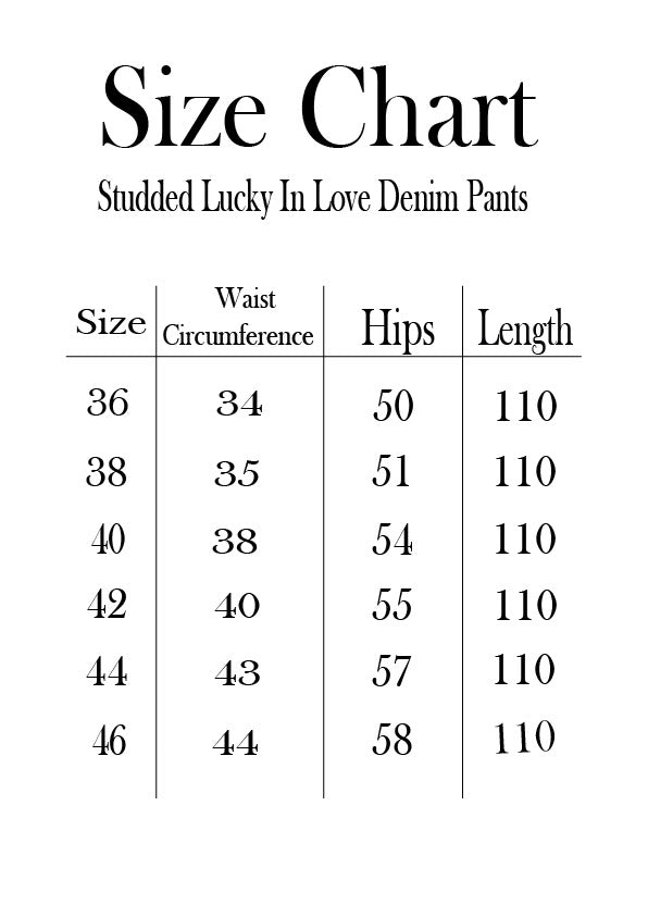 Studded Lucky in Love Denim Pants - Black