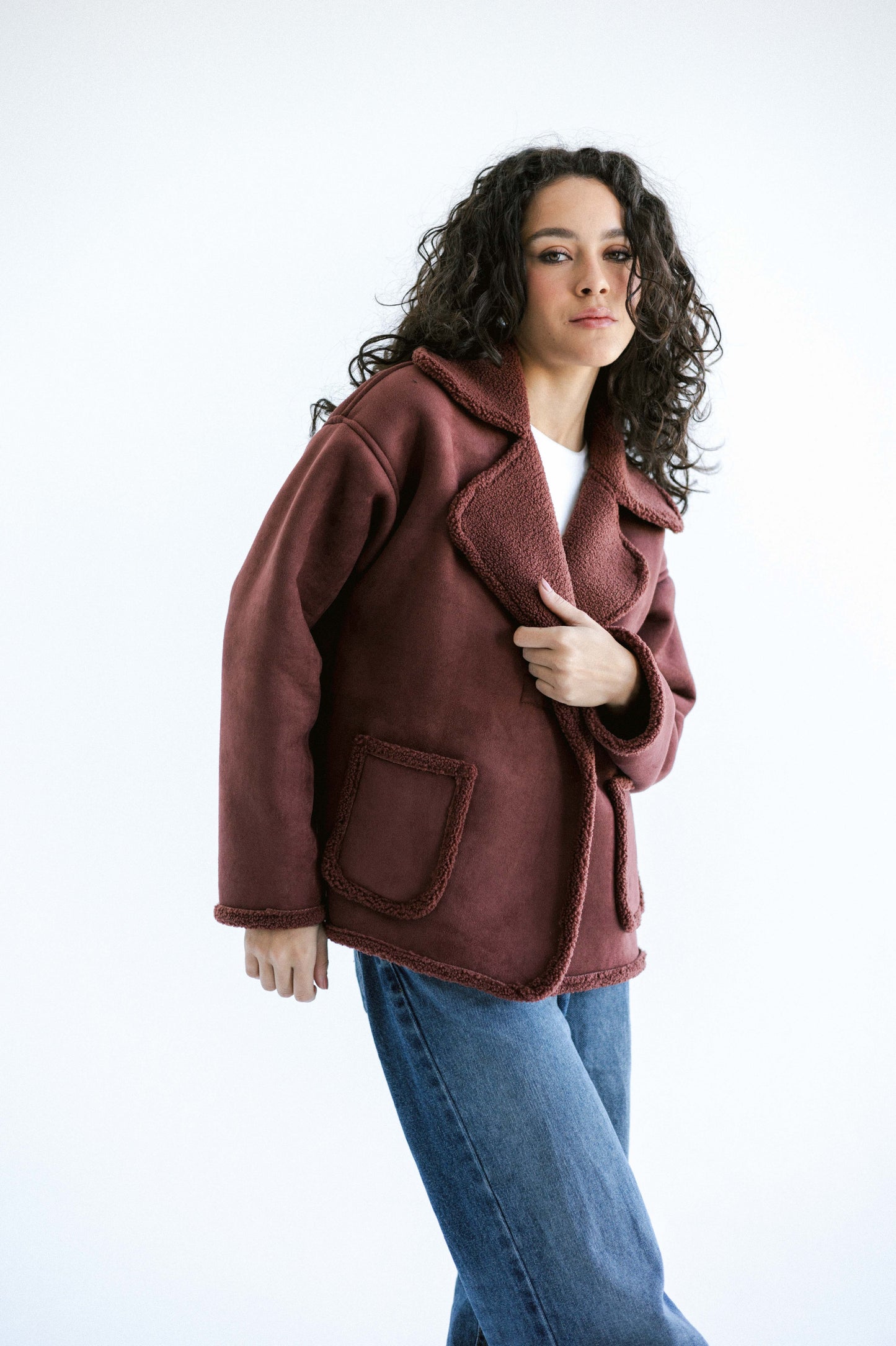 Warmth Shearling Jacket - Burgundy
