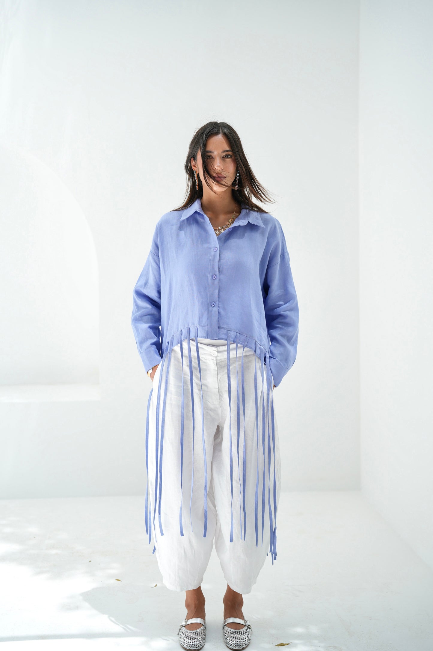 Girl’s Girl Linen Top - Sky Blue