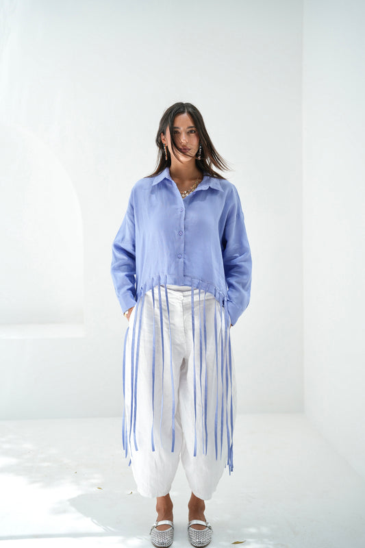 Girl’s Girl Linen Top - Sky Blue