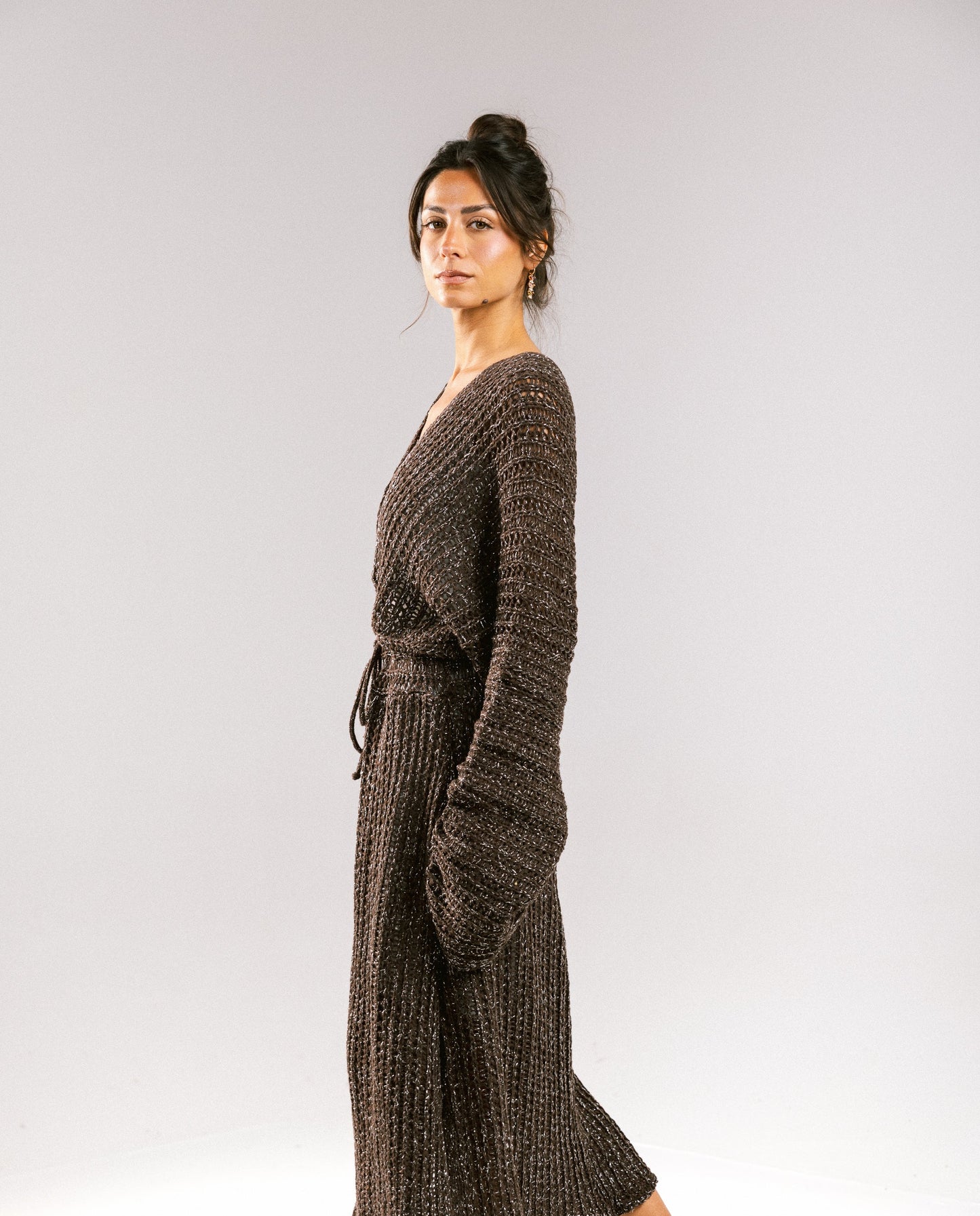 Sunbeam Crochet Coverup Dress - Brown
