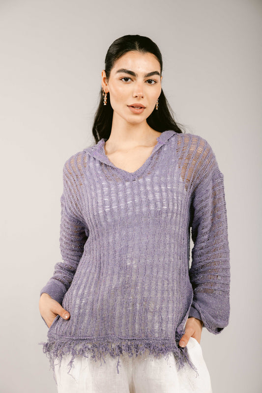 By The Beach Crochet Top - Lilac