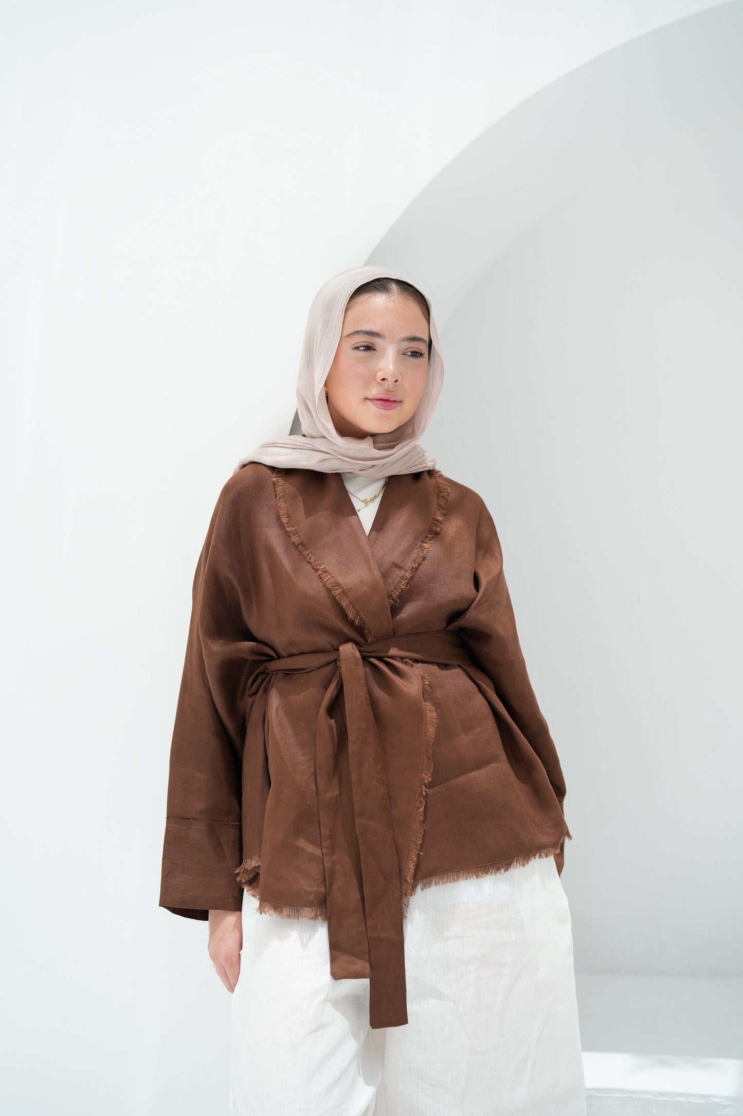 Sun Chaser Linen Cardigan - Brown