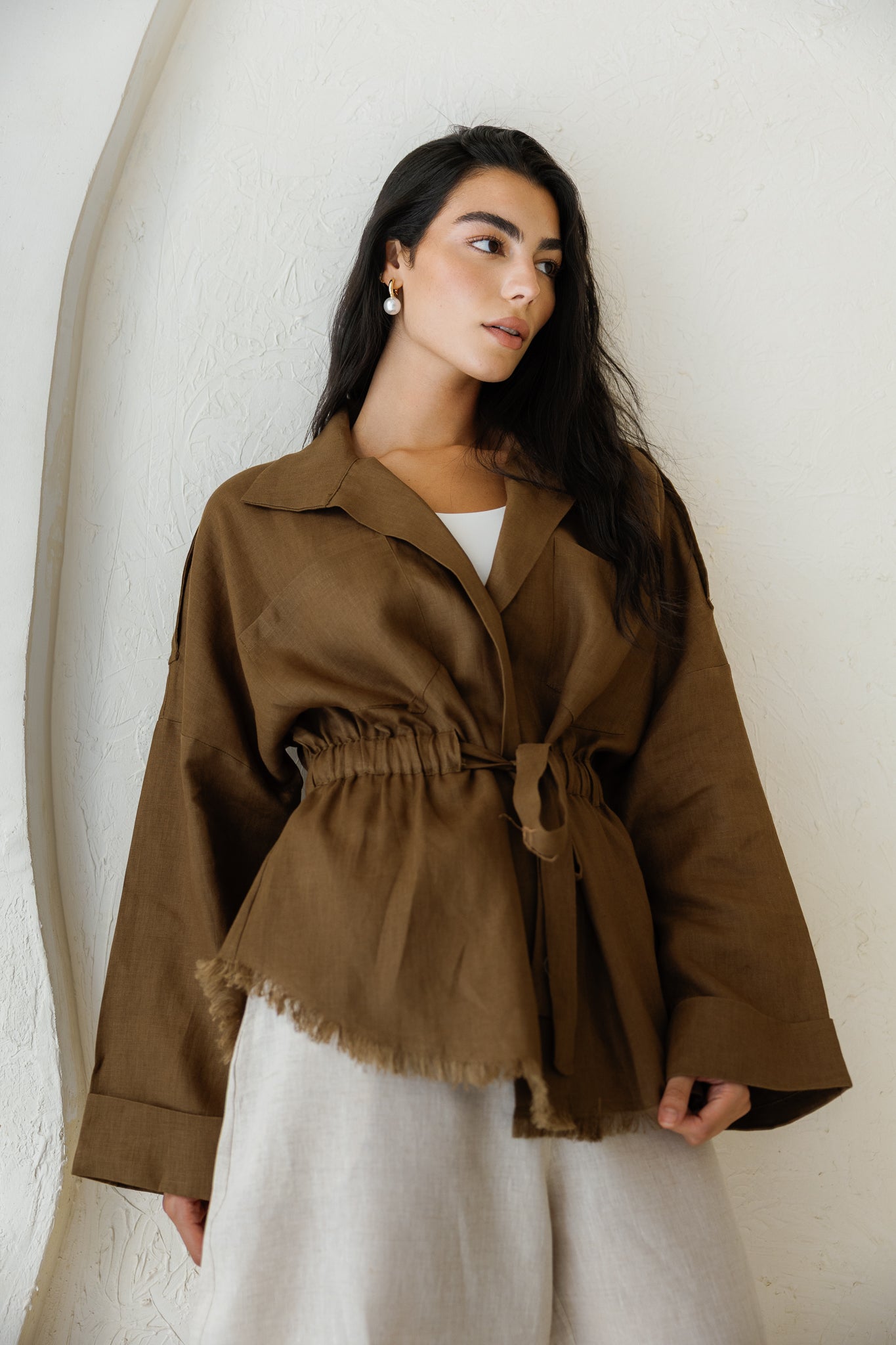 Amalia’s Signature Linen Top - Brown