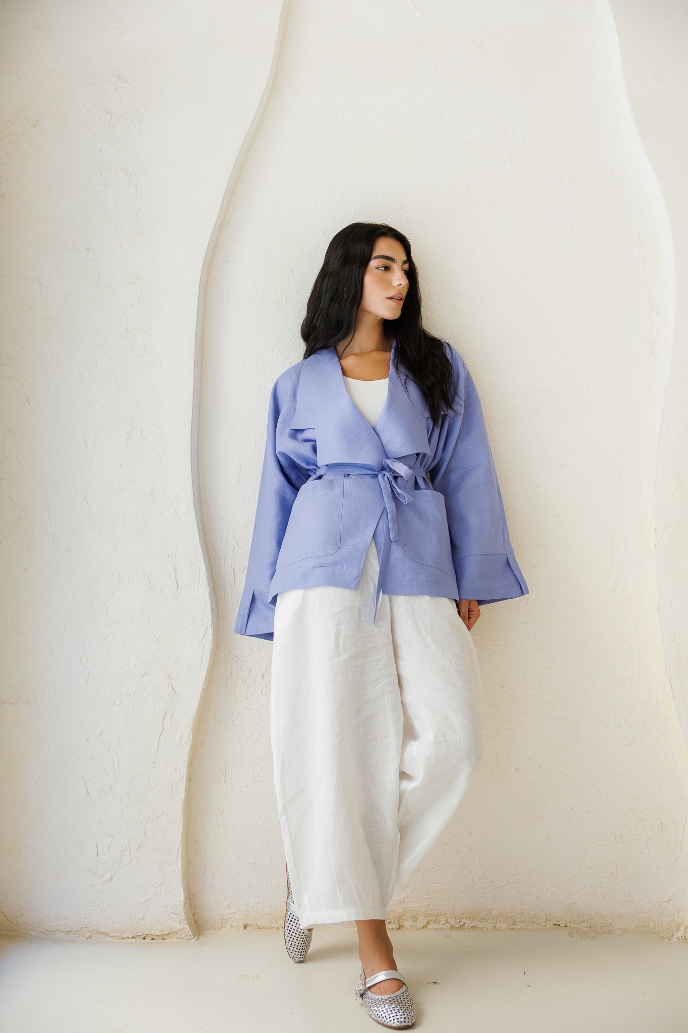 Full of Sunshine Linen Cardigan - Dusty Blue