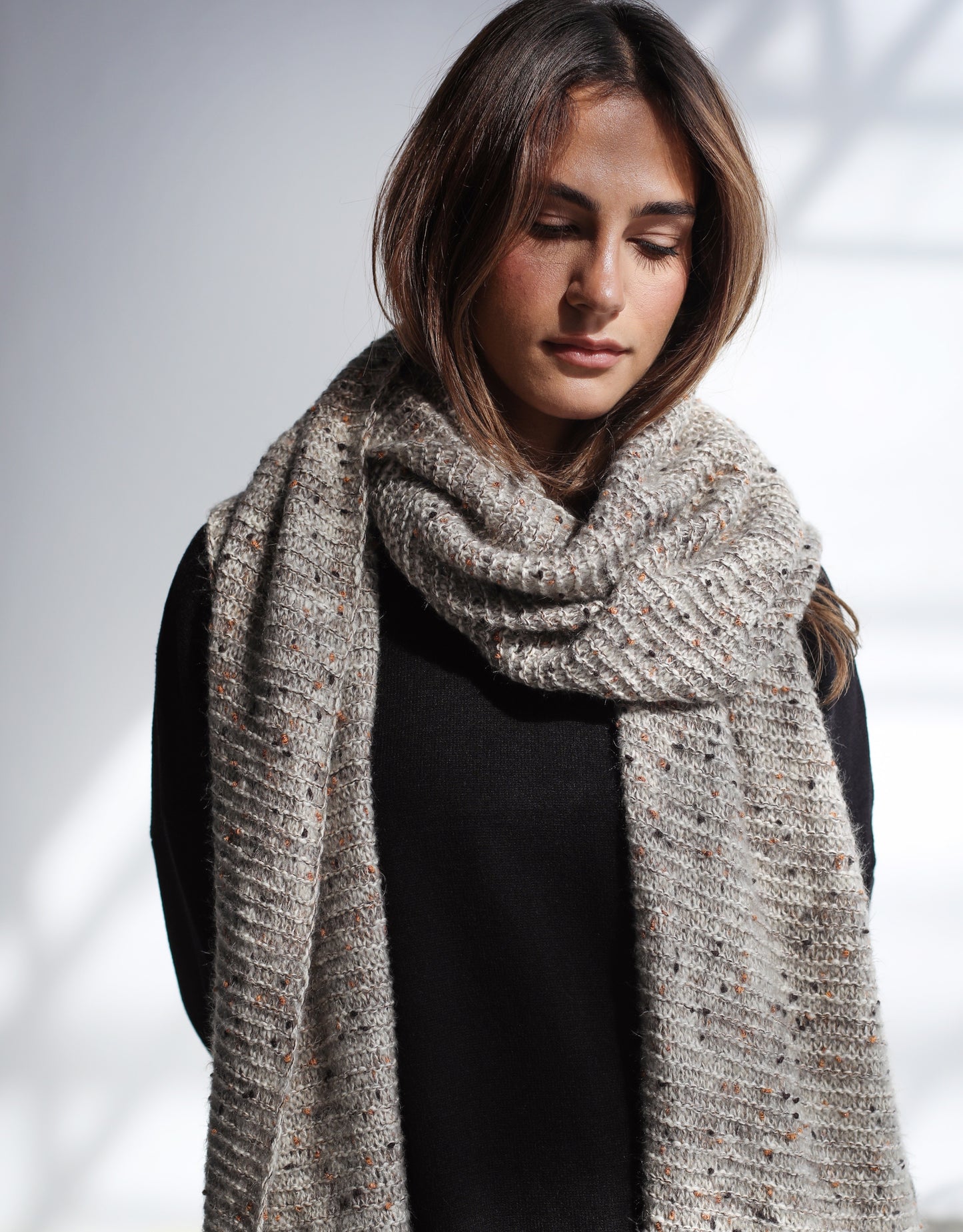 Winter Chill Knit Scarf - Oatmeal Beige