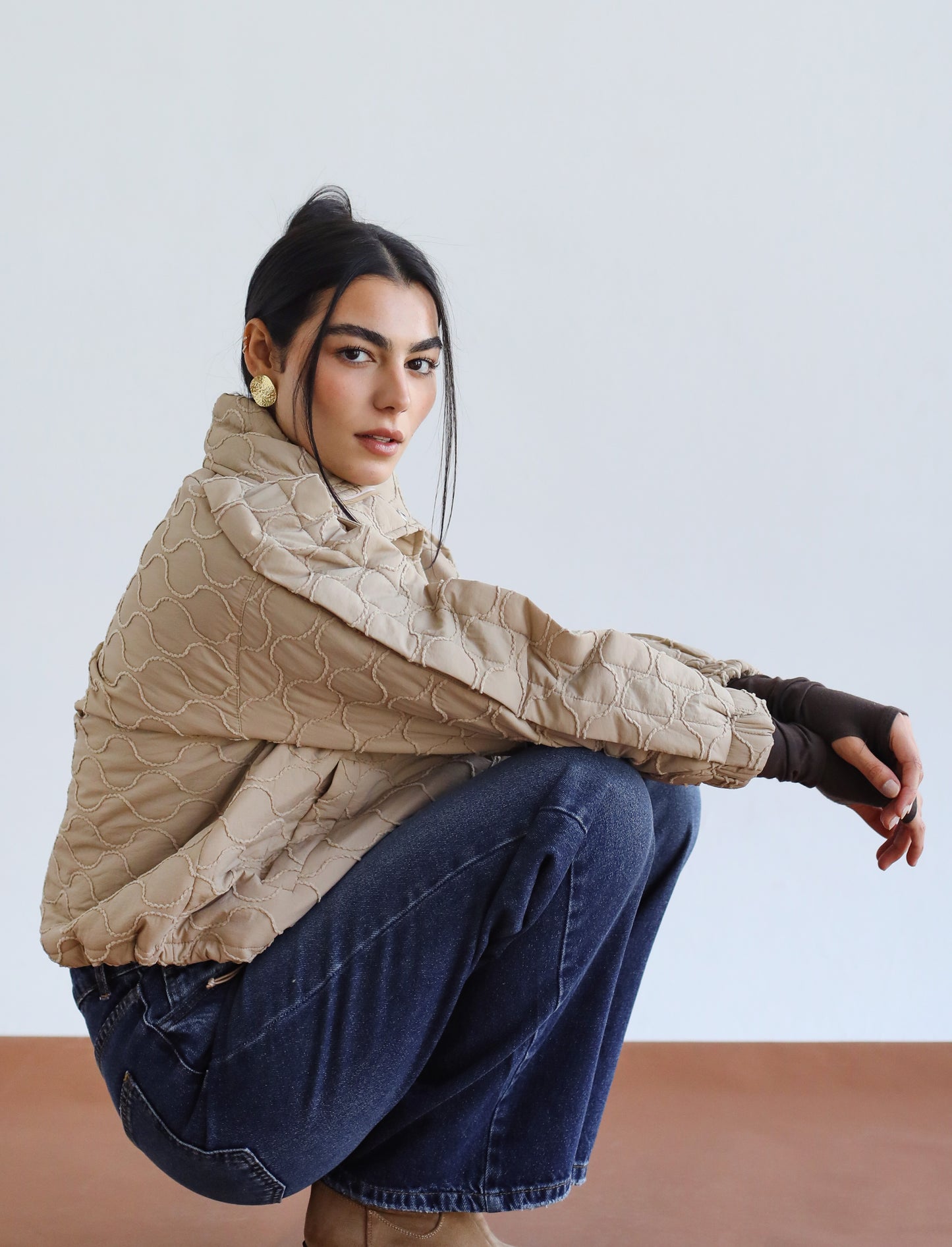 Around The World Bomber Jacket - Sandstone