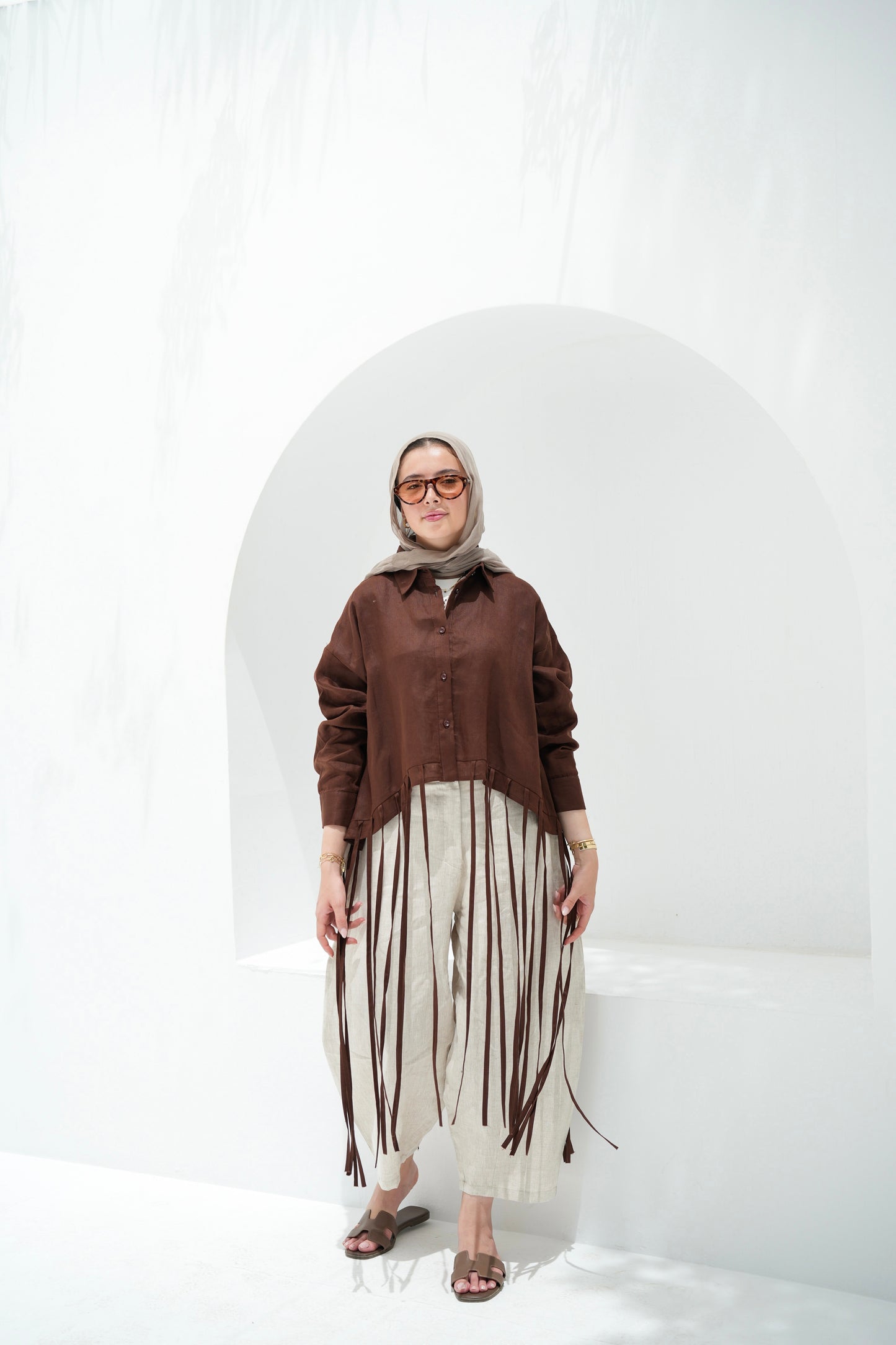 Girl’s Girl Linen Top - Brown