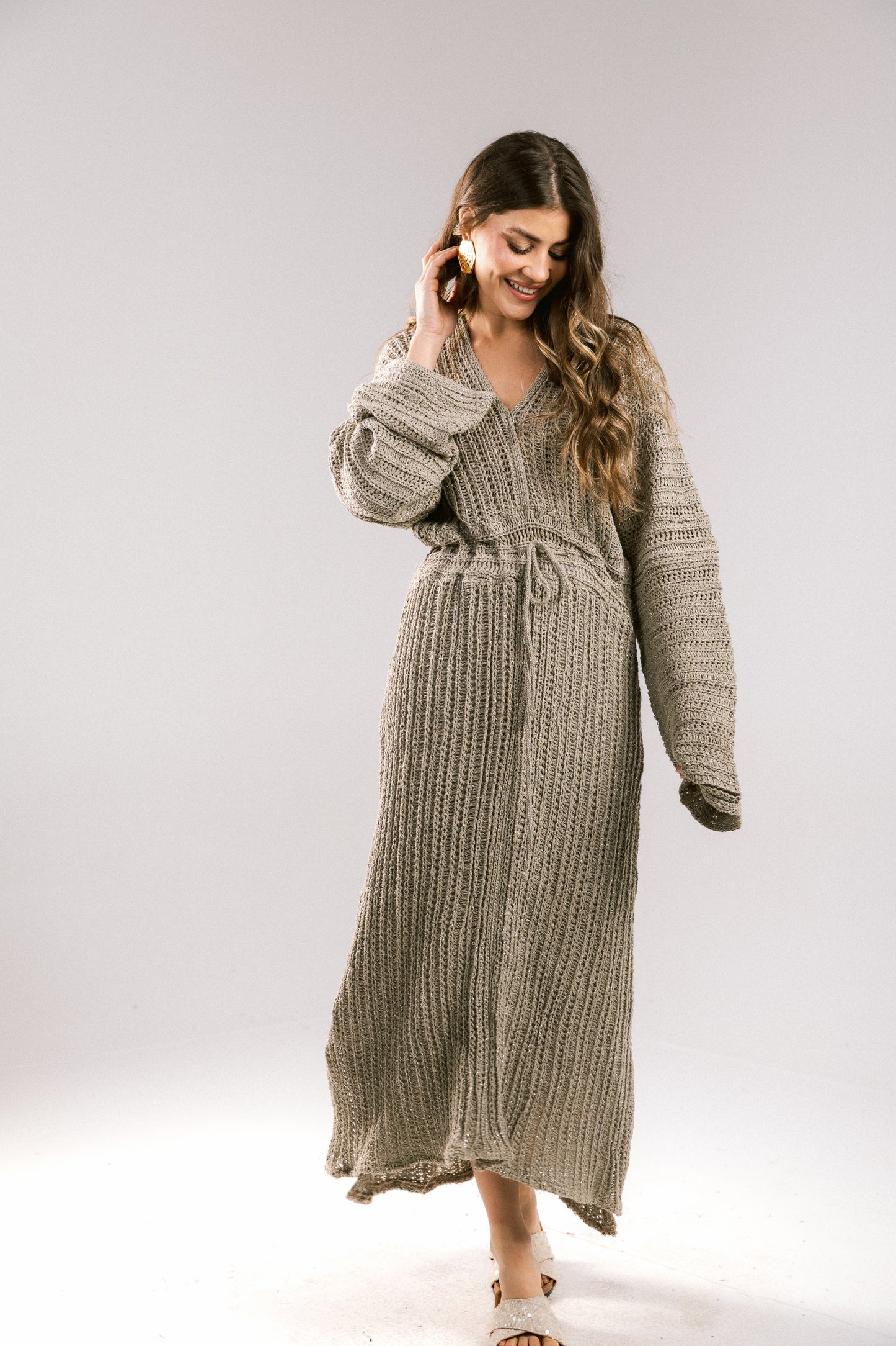 Sunbeam Crochet Coverup Dress - Taupe
