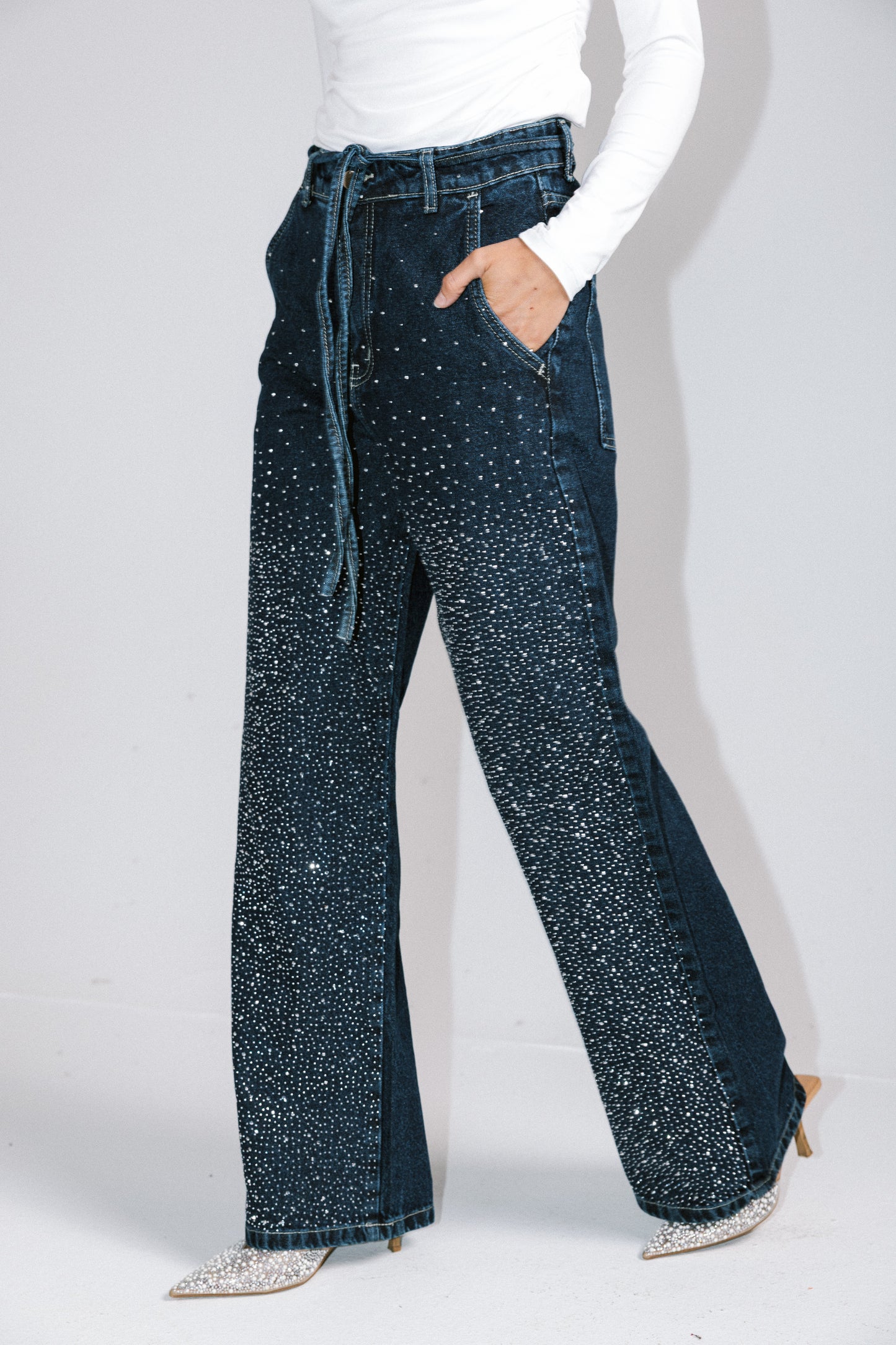 Unmatched Denim Pants in Dark Blue