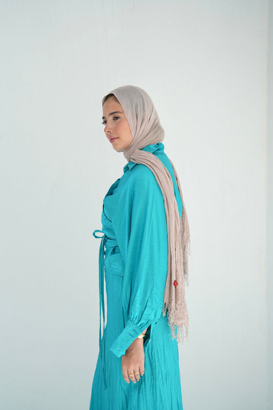 Shimmery Wrap Top - Turqoise