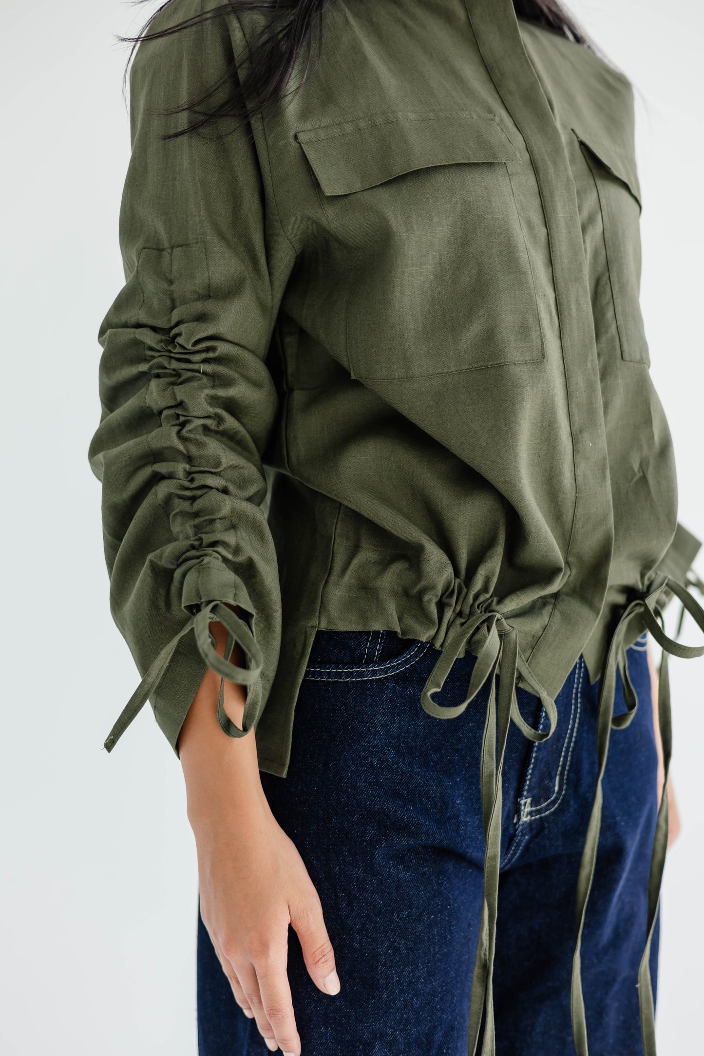 Pretty Fringes Linen Shirt - Olive