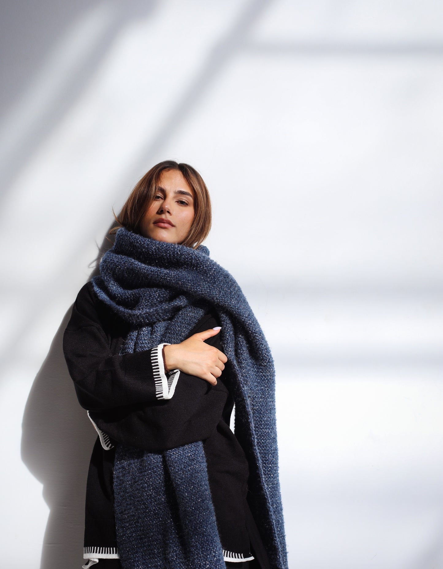 Winter Chill Knit Scarf - Storm Blue