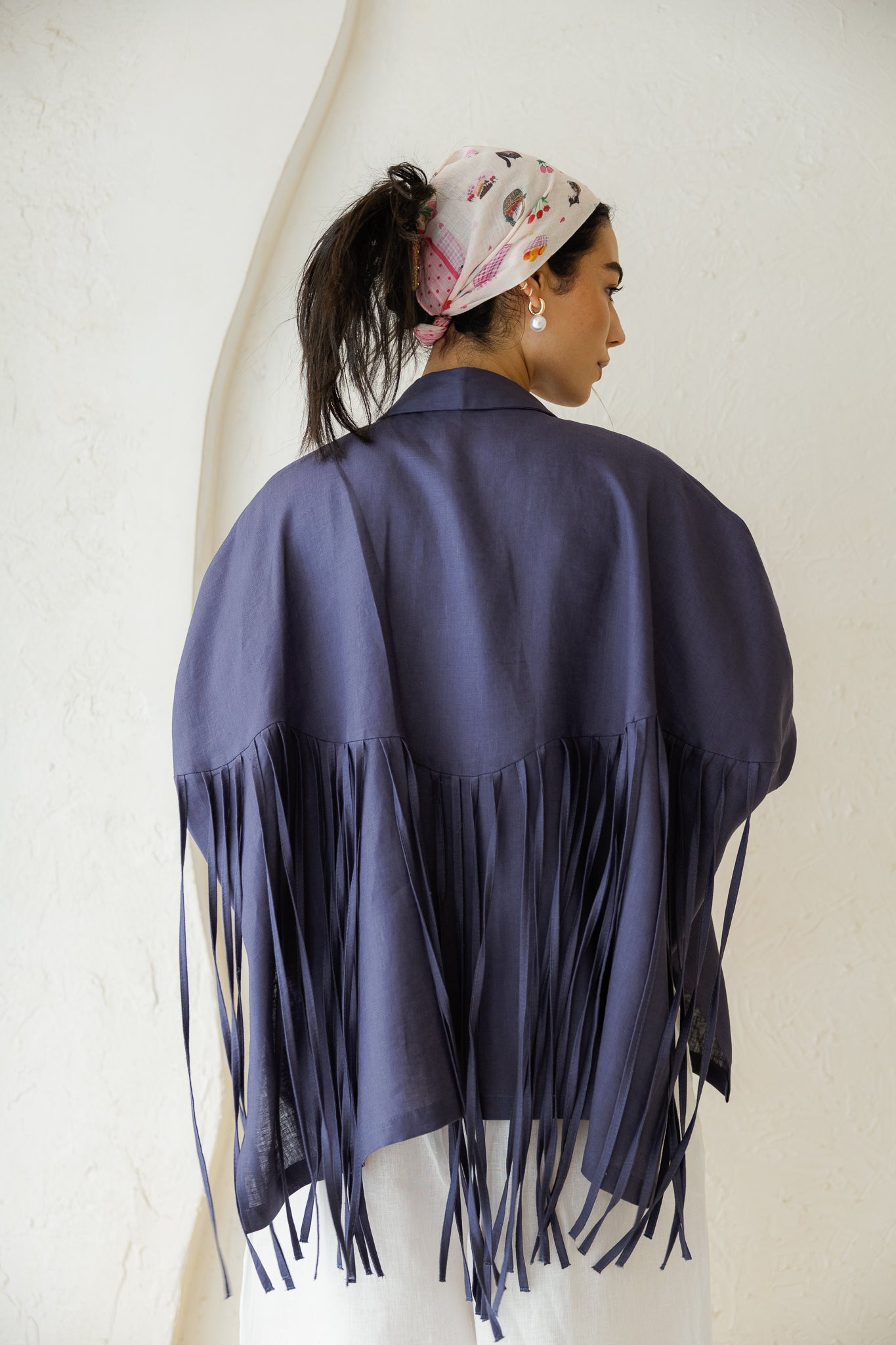 Summer Smiles Linen Top - Navy