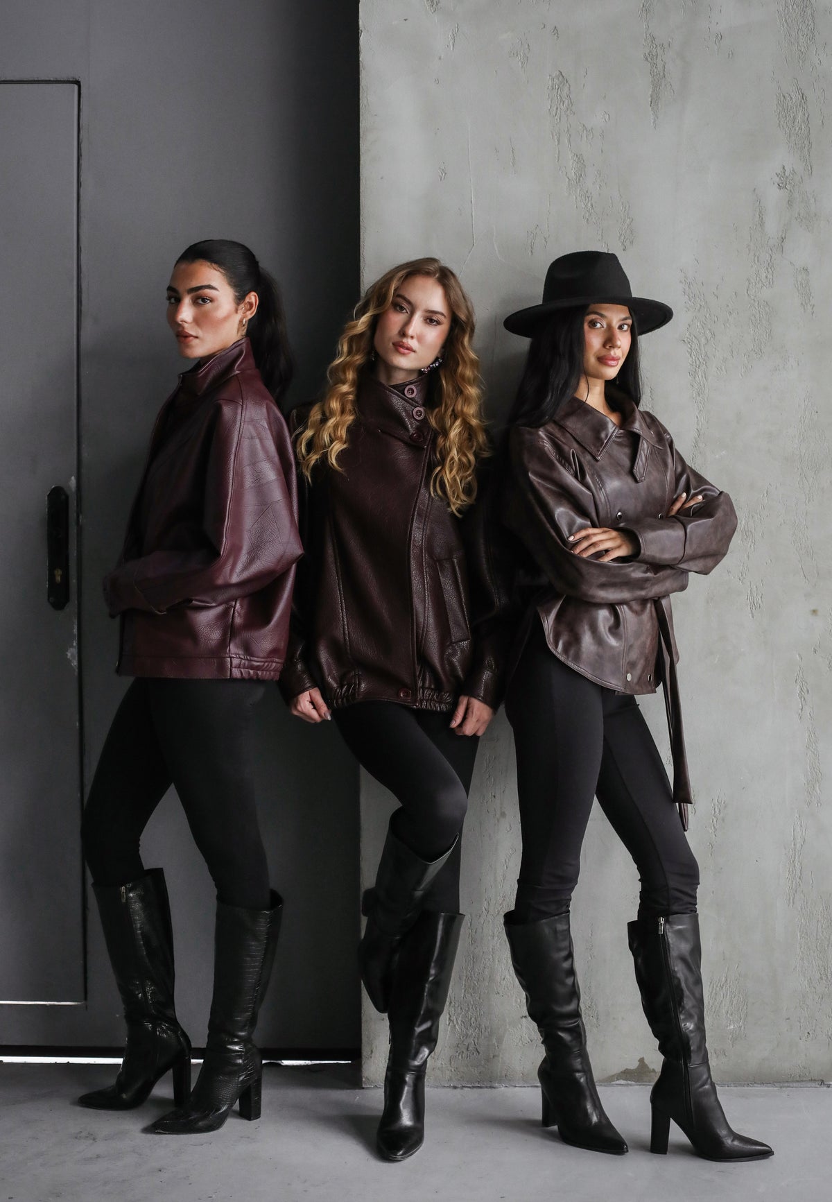 One of One Leather Biker Jacket - Burgundy