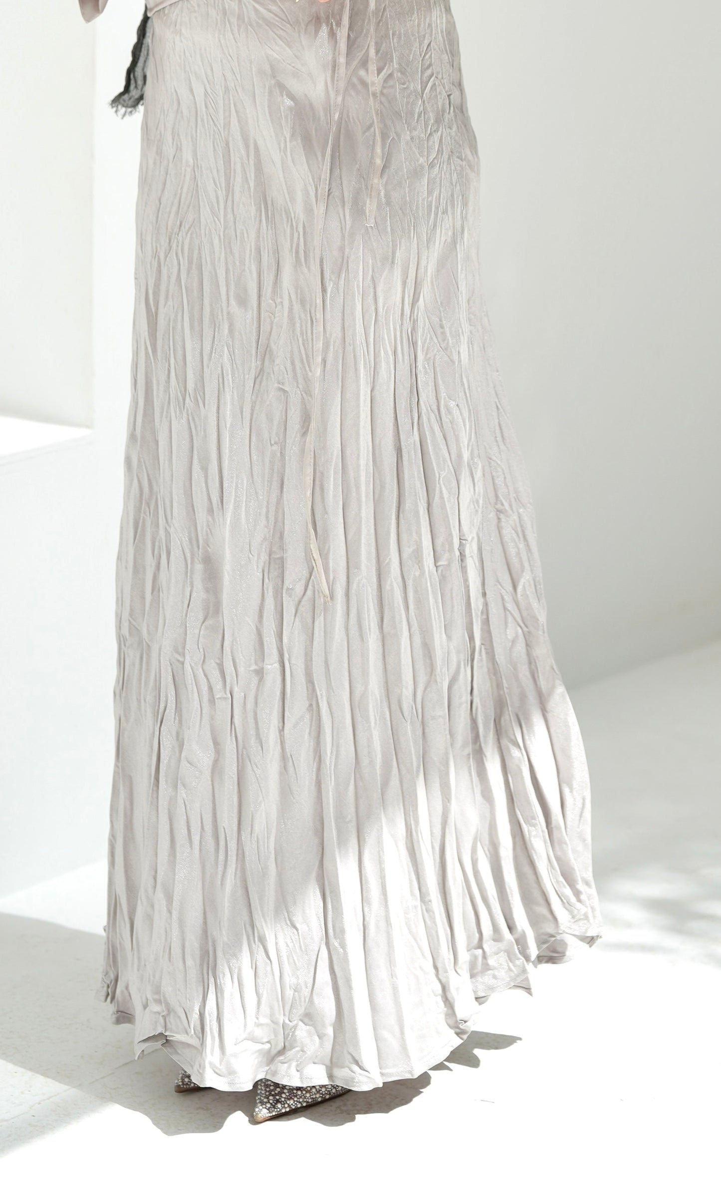 Crushed Shimmery Skirt in Silver
