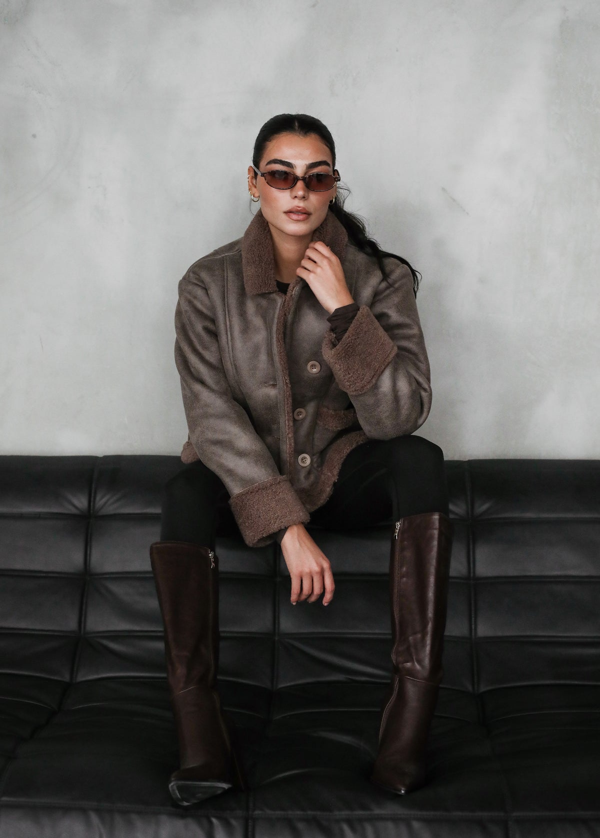 Feeling Cozy Shearling Jacket - Brown
