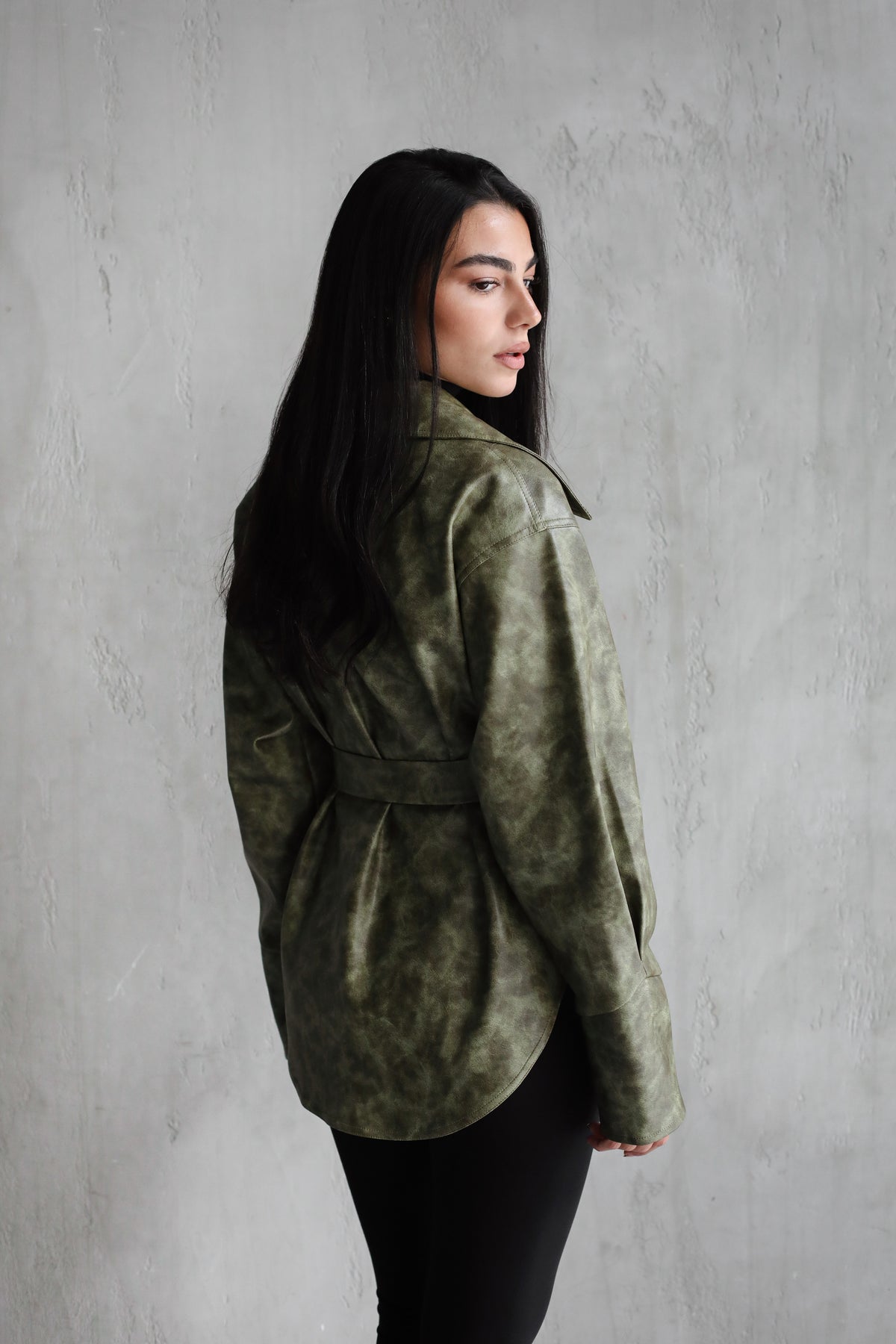 Not Your Basic Leather Jacket - Olive