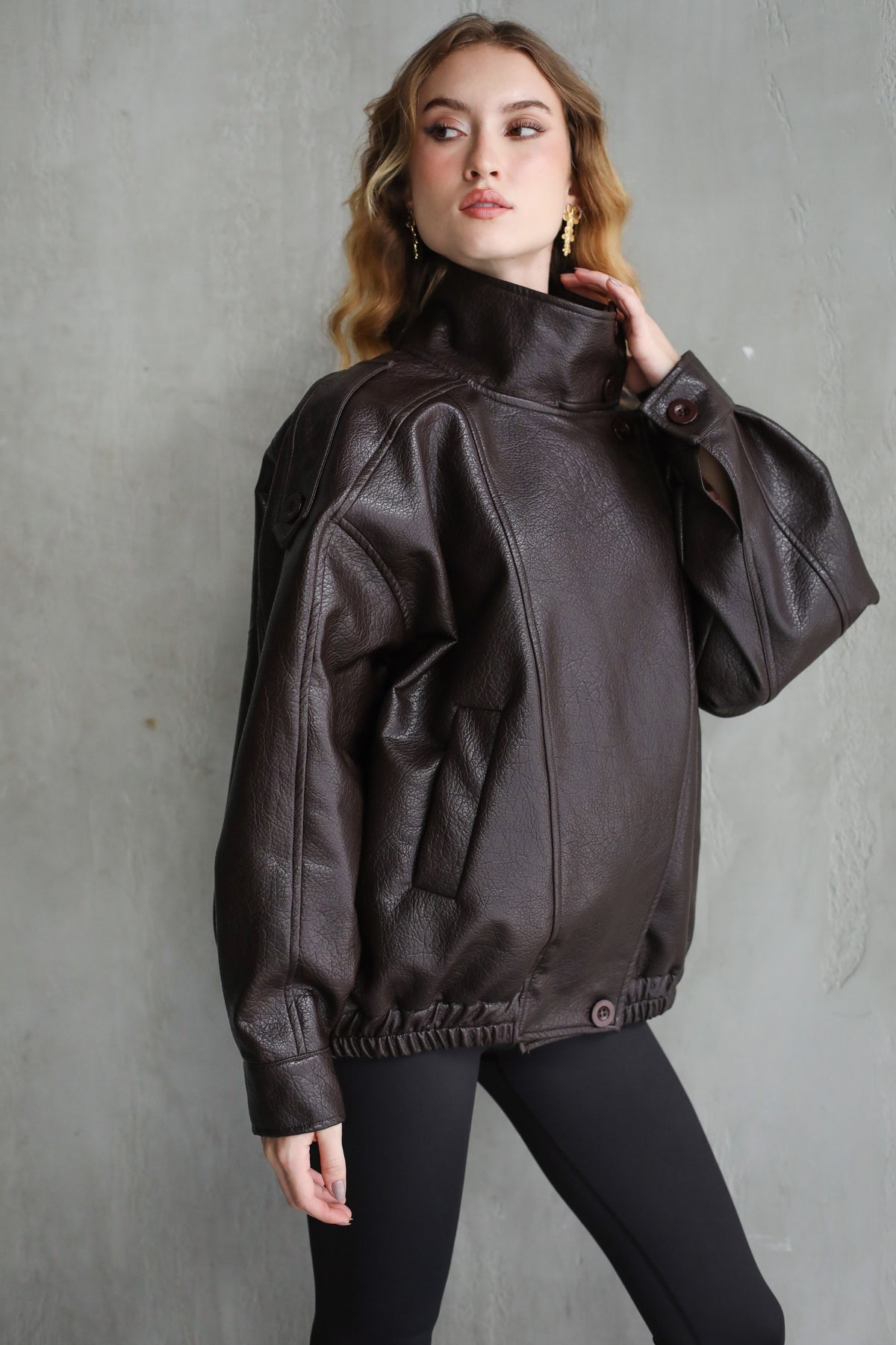 One of One Leather Biker Jacket - Brown