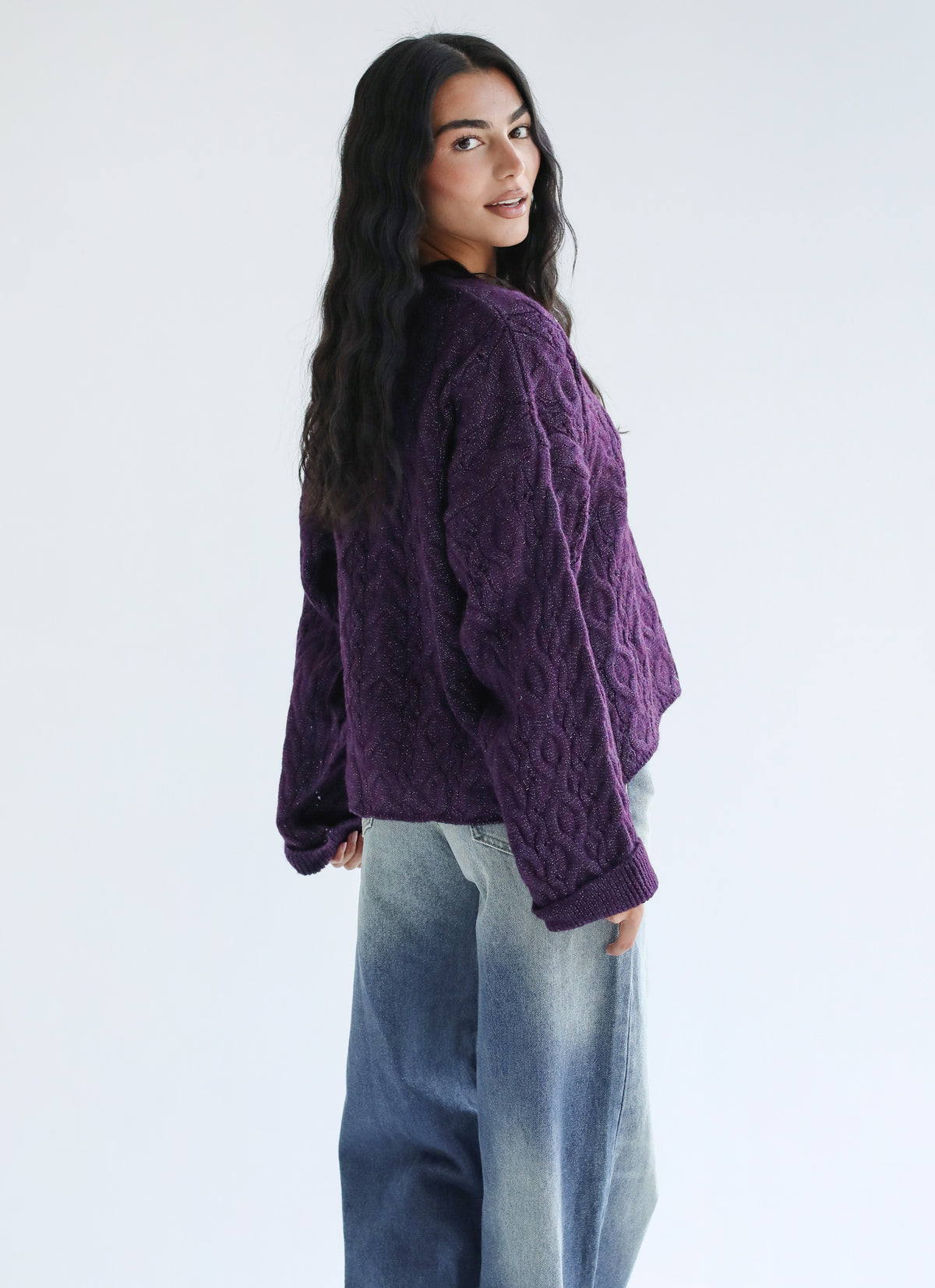 Sweet as you knit sweater - Purple