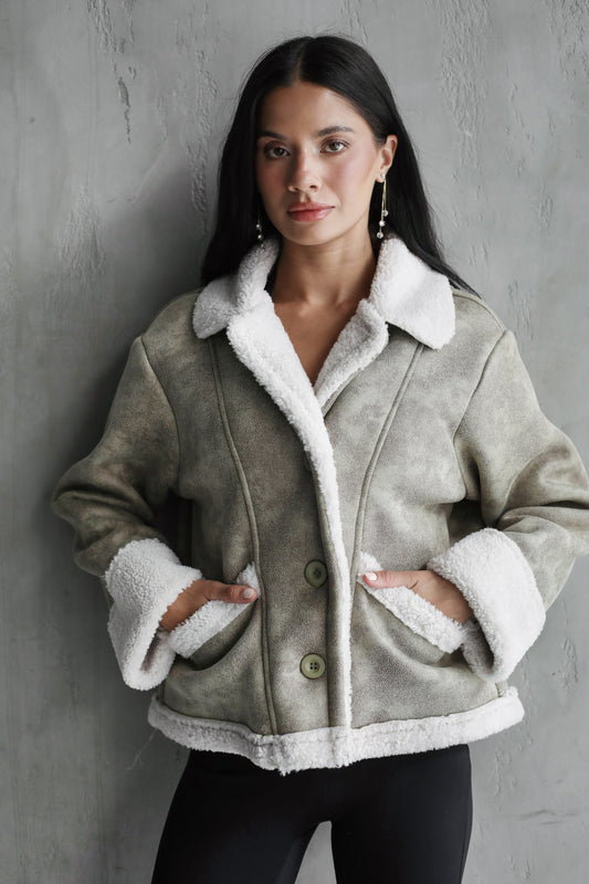 Feeling Cozy Shearling Jacket - Mint