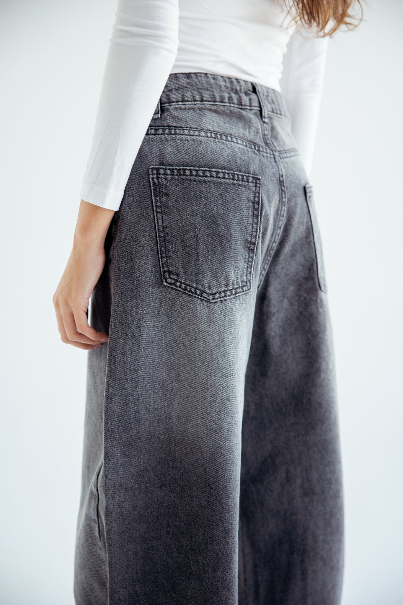 One and Only Balloon Denim Pants - Washed Grey