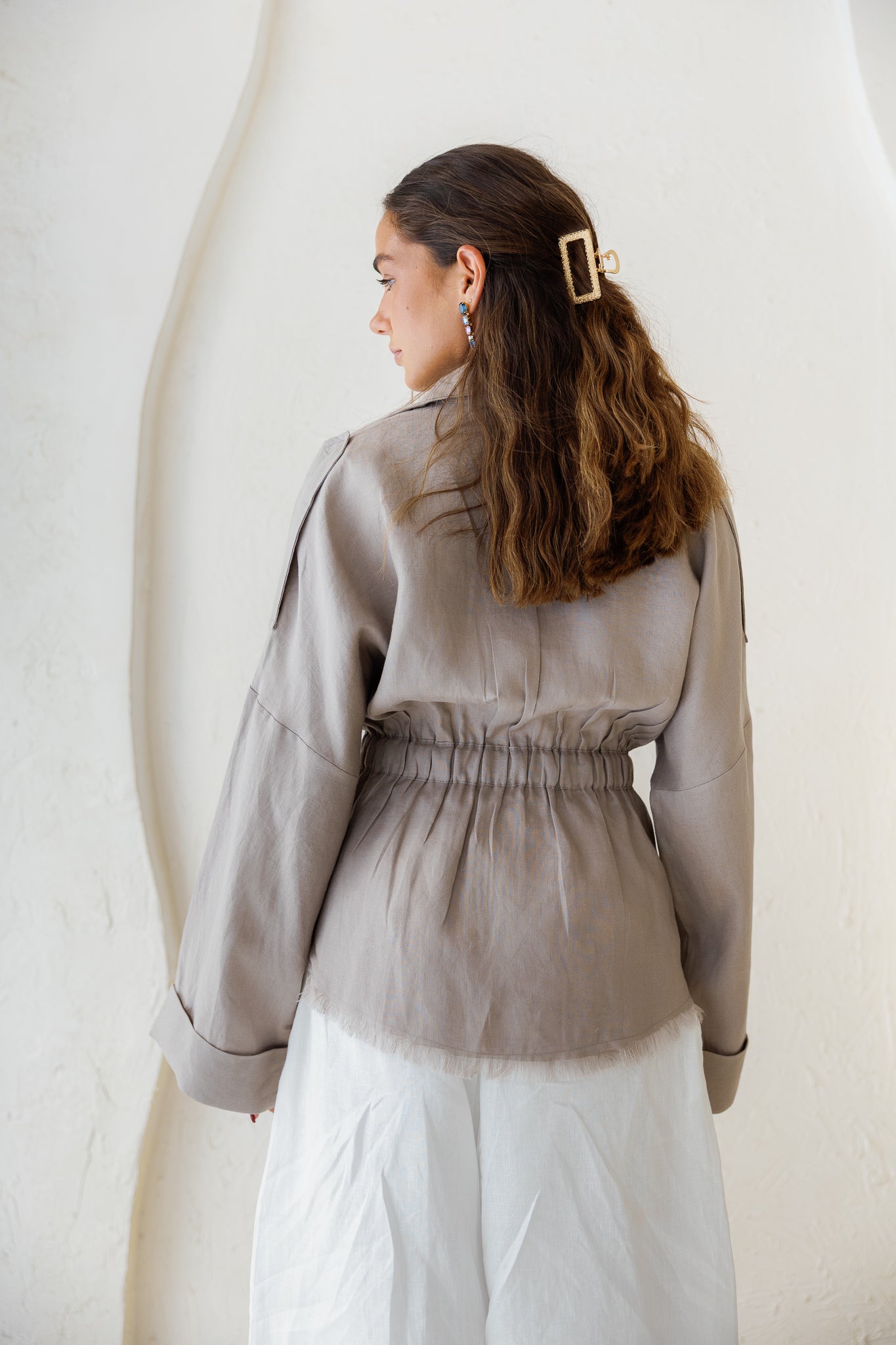 Amalia’s Signature Linen Top - Stone Grey