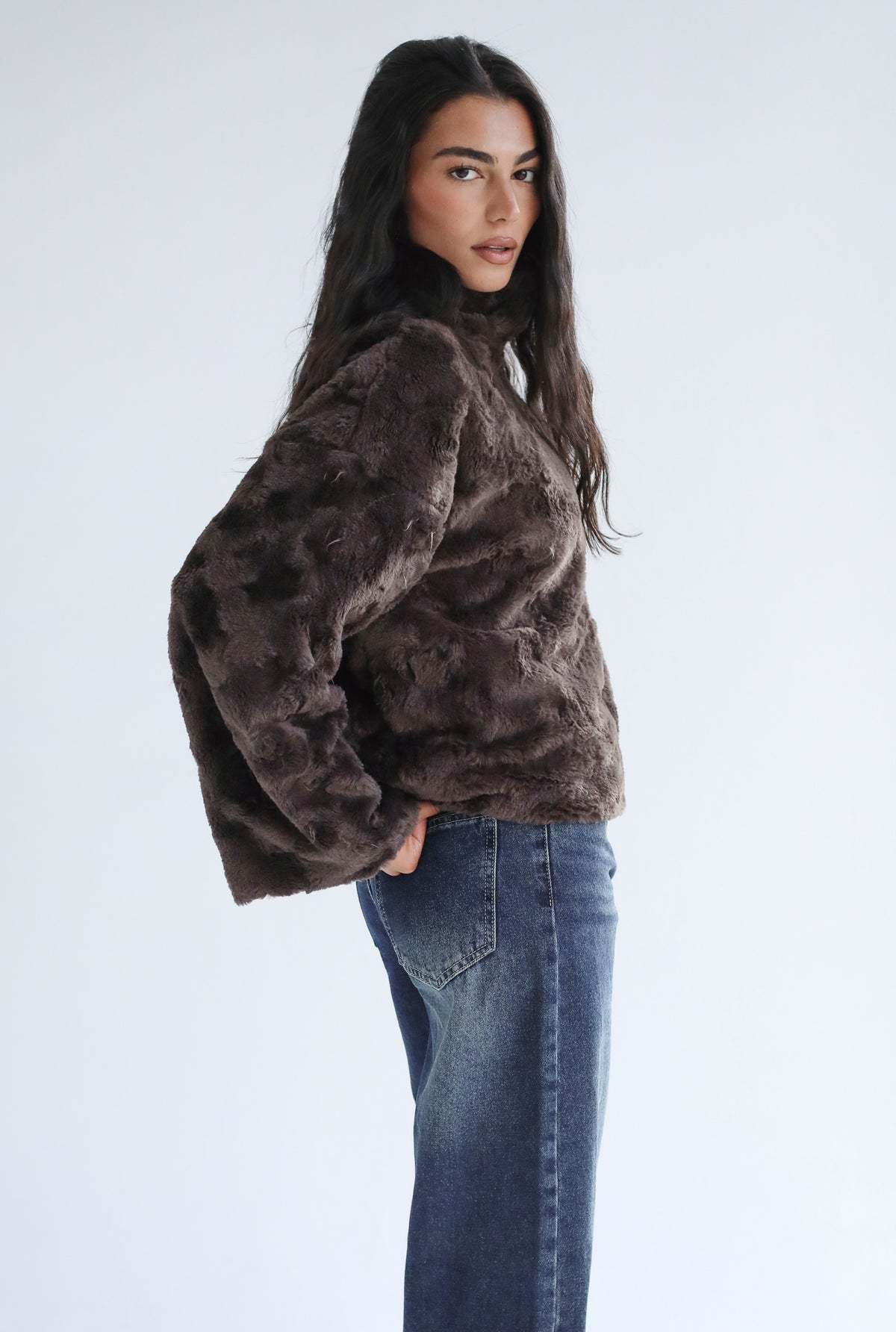 Mixed Feelings Fur Jacket in Brown