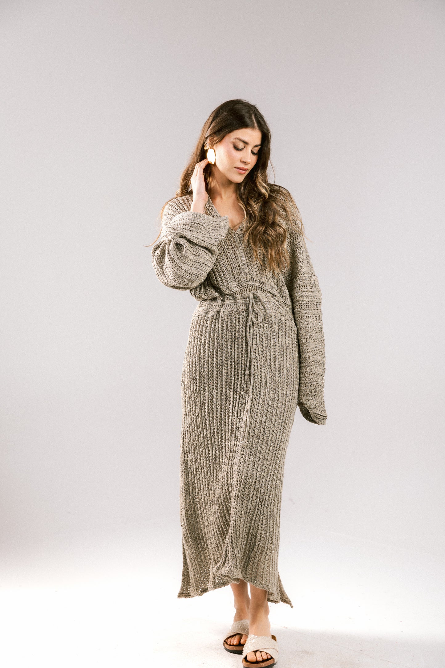 Sunbeam Crochet Coverup Dress - Taupe