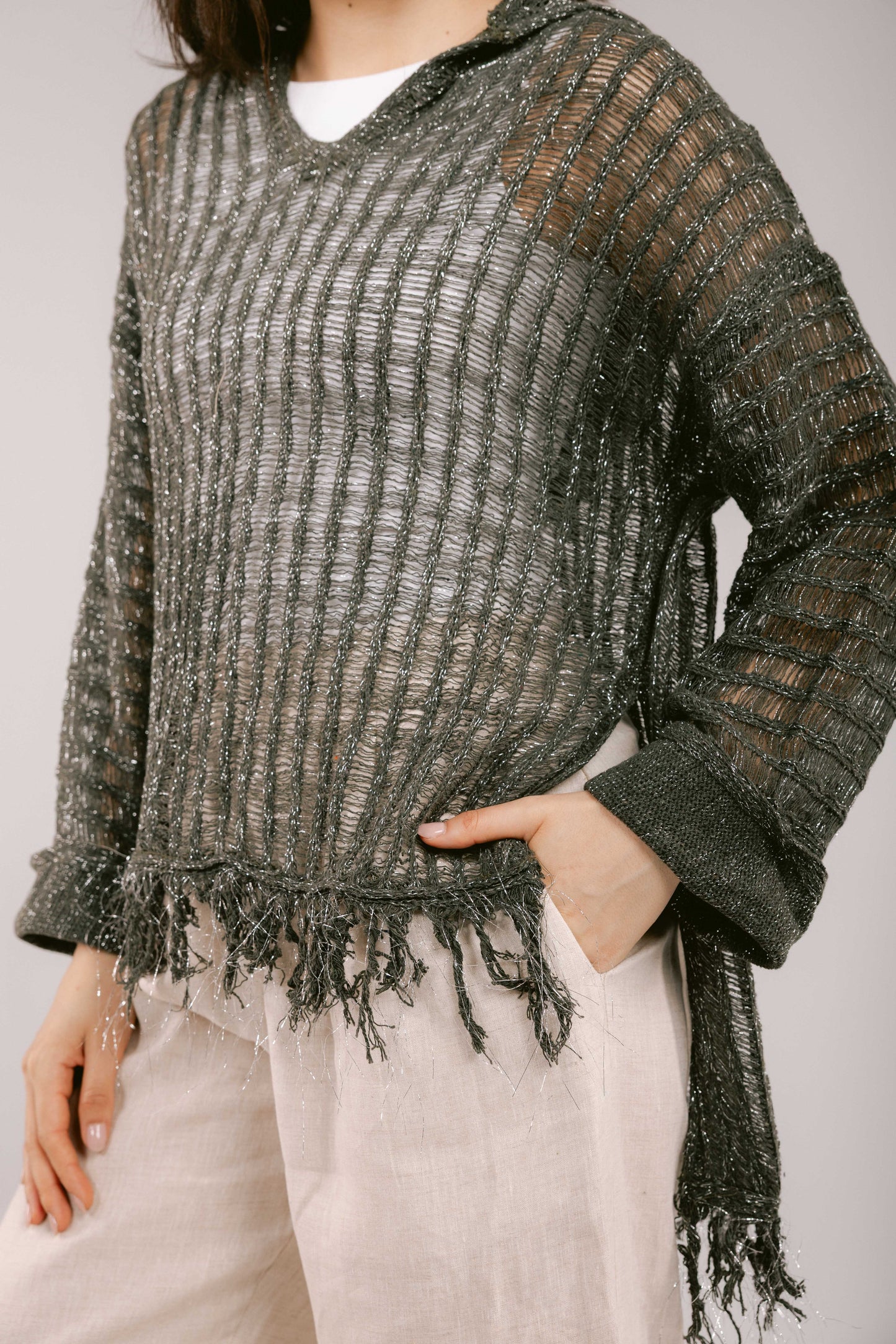 By The Beach Crochet Top - Olive