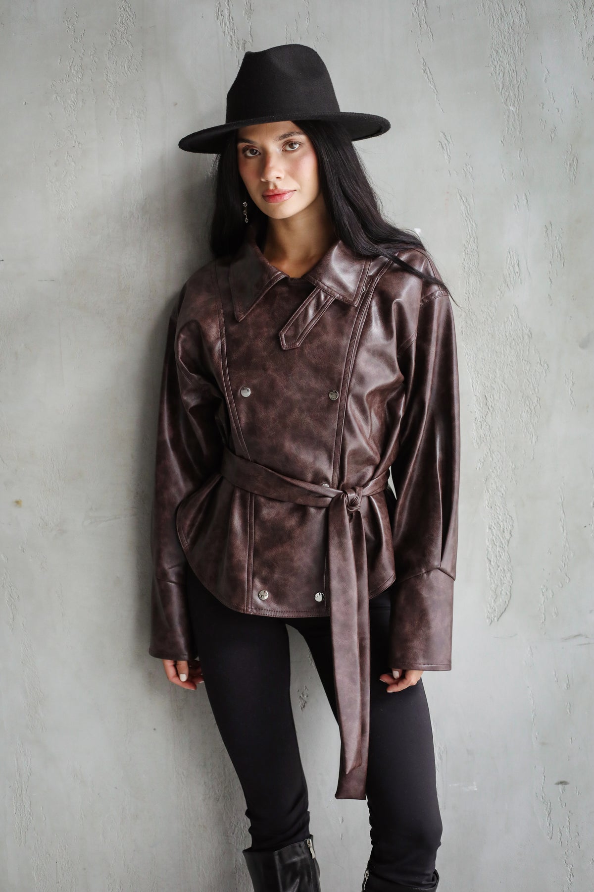 Not Your Basic Leather Jacket - Brown
