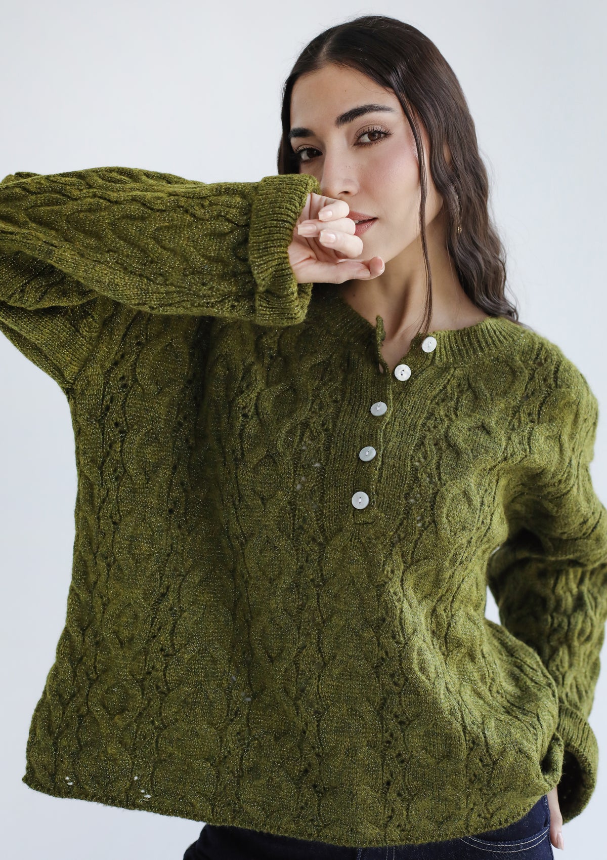 Sweet as you knit sweater - Olive